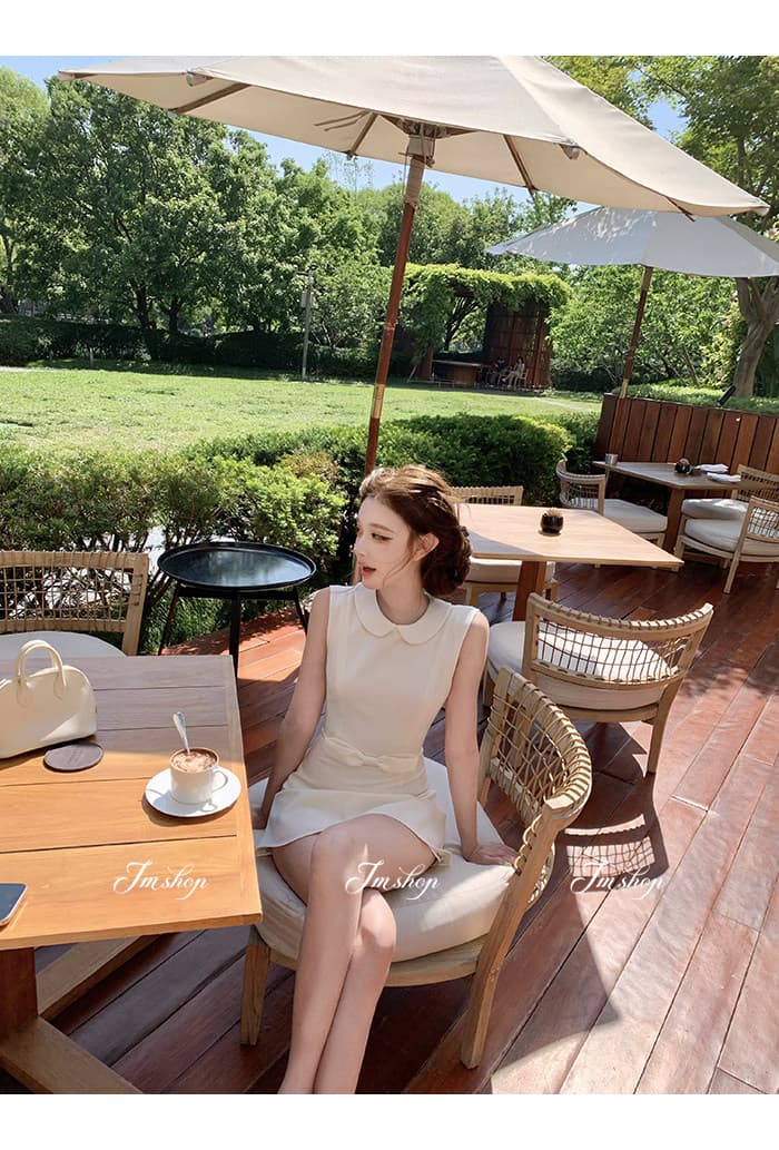 jmshop 윈저 미스 tr 사선 무늬 웨스트 로드 중 베이비 칼라 여성 드레스 허리 수축 슬림해 보이는 민소매 조끼 스커트 상세 이미지 12