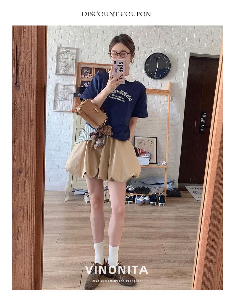 여름 자수 순면 맨위 플러스 퍼프 미니 스커트 작은 키 슈퍼 화재 카키 색 꽃밭 반신 치마 세트 상세 이미지 4