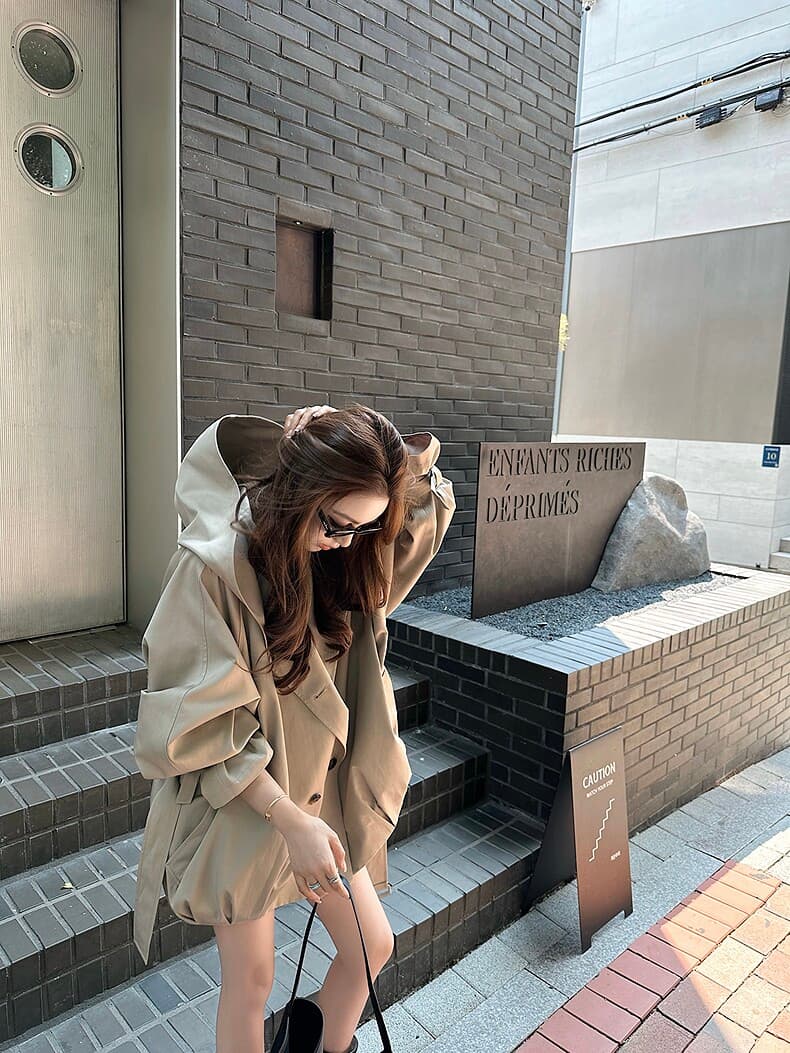 lilylikes 바 플러그 일몰 낮음 포화 상태 얕은 카키 다용도 후드 바람막이 세련된 있음 유럽 블록 이미지 3