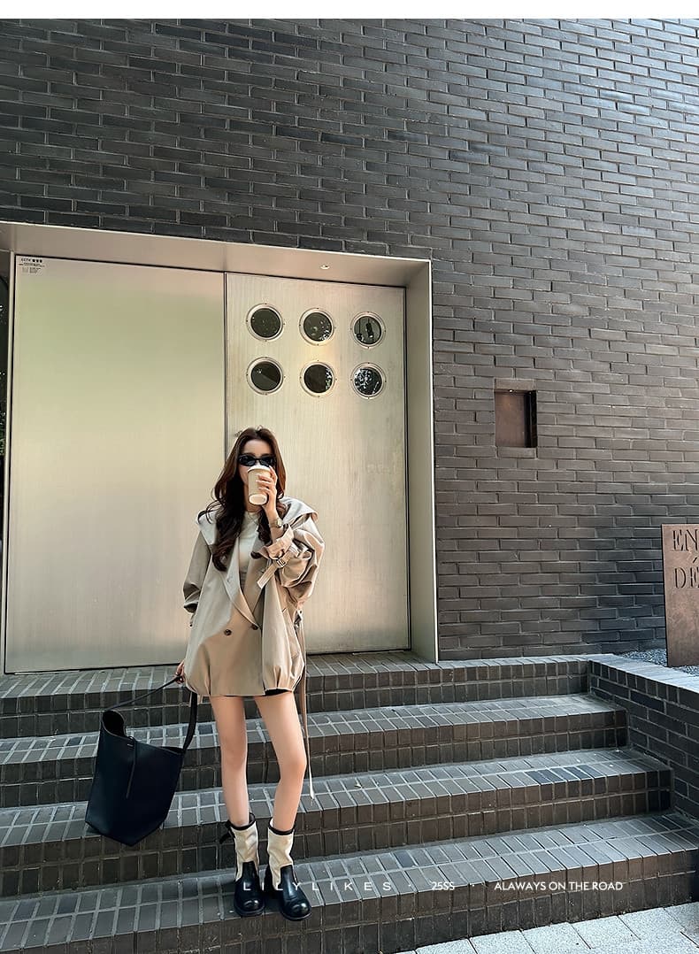 lilylikes 바 플러그 일몰 낮음 포화 상태 얕은 카키 다용도 후드 바람막이 세련된 있음 유럽 블록 이미지 2