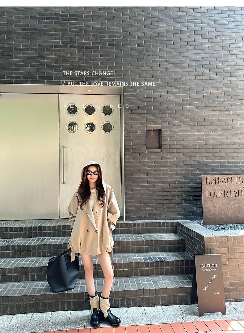 lilylikes 바 플러그 일몰 낮음 포화 상태 얕은 카키 다용도 후드 바람막이 세련된 있음 유럽 블록 상세 이미지 8