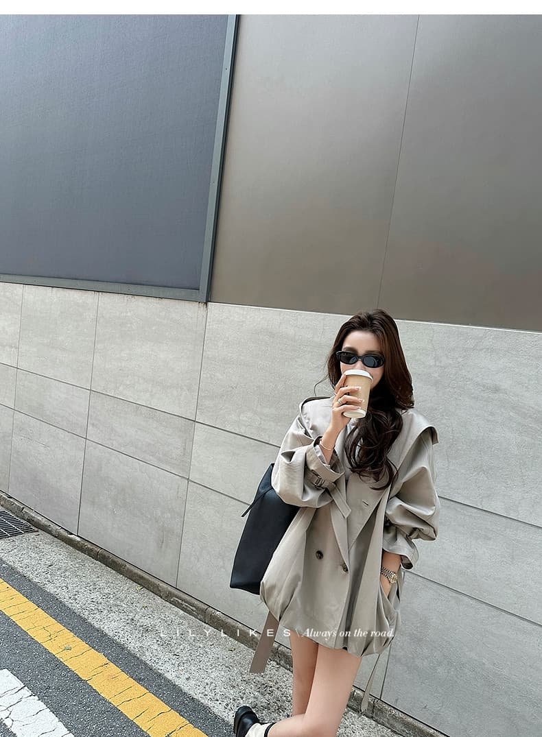 lilylikes 바 플러그 일몰 낮음 포화 상태 얕은 카키 다용도 후드 바람막이 세련된 있음 유럽 블록 상세 이미지 9