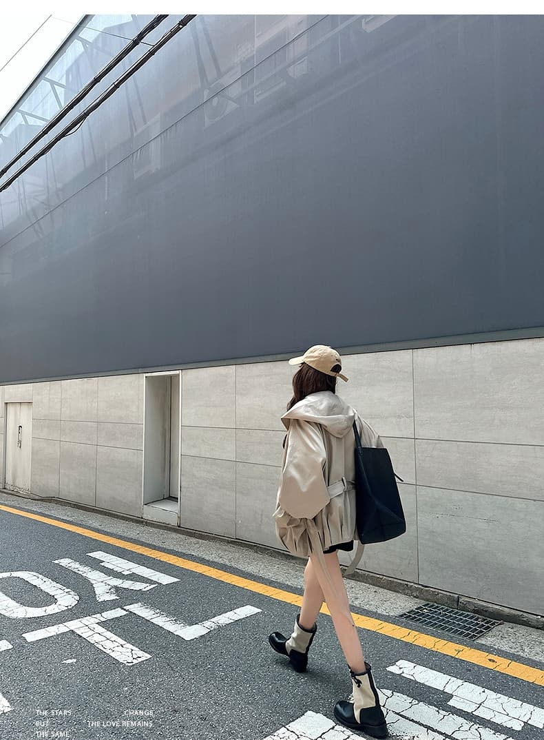 lilylikes 바 플러그 일몰 낮음 포화 상태 얕은 카키 다용도 후드 바람막이 세련된 있음 유럽 블록 상세 이미지 10