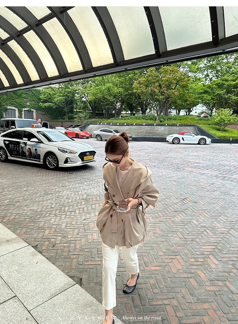 lilylikes 바 플러그 일몰 낮음 포화 상태 얕은 카키 다용도 후드 바람막이 세련된 있음 유럽 블록 상세 이미지 16