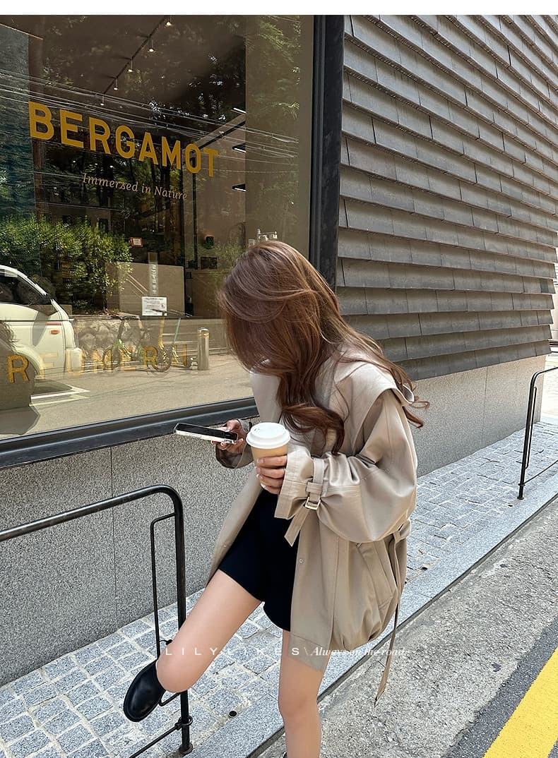 lilylikes 바 플러그 일몰 낮음 포화 상태 얕은 카키 다용도 후드 바람막이 세련된 있음 유럽 블록 상세 이미지 22