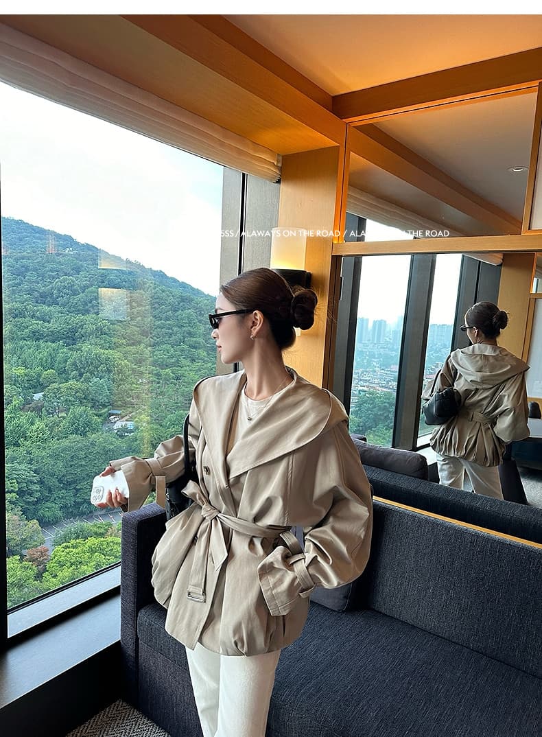 lilylikes 바 플러그 일몰 낮음 포화 상태 얕은 카키 다용도 후드 바람막이 세련된 있음 유럽 블록 상세 이미지 26