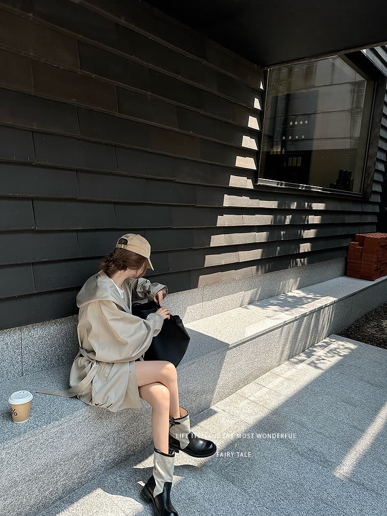 lilylikes 바 플러그 일몰 낮음 포화 상태 얕은 카키 다용도 후드 바람막이 세련된 있음 유럽 블록 상세 이미지 33