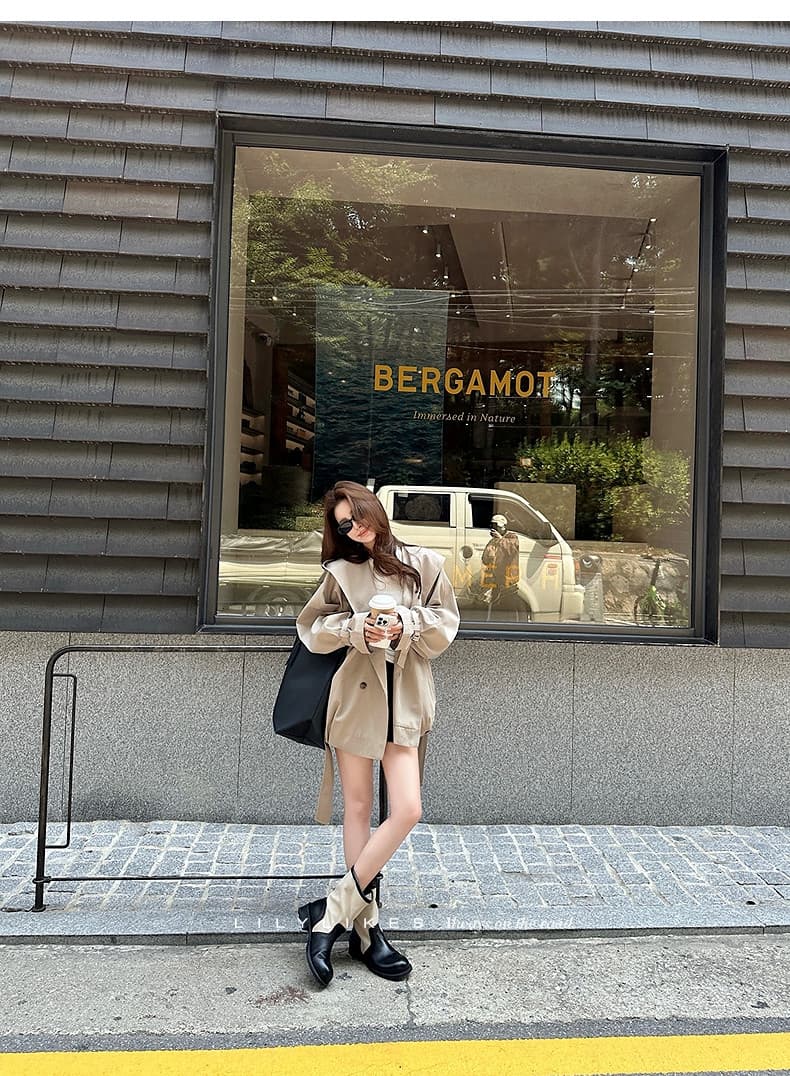 lilylikes 바 플러그 일몰 낮음 포화 상태 얕은 카키 다용도 후드 바람막이 세련된 있음 유럽 블록 상세 이미지 35