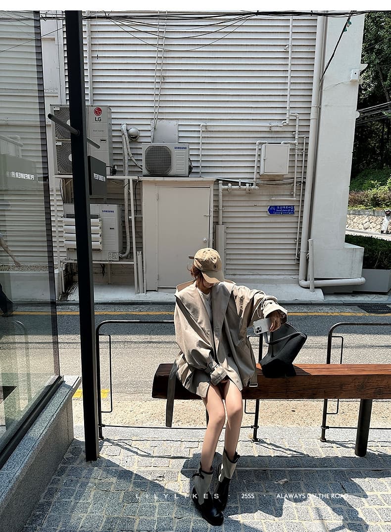 lilylikes 바 플러그 일몰 낮음 포화 상태 얕은 카키 다용도 후드 바람막이 세련된 있음 유럽 블록 상세 이미지 43