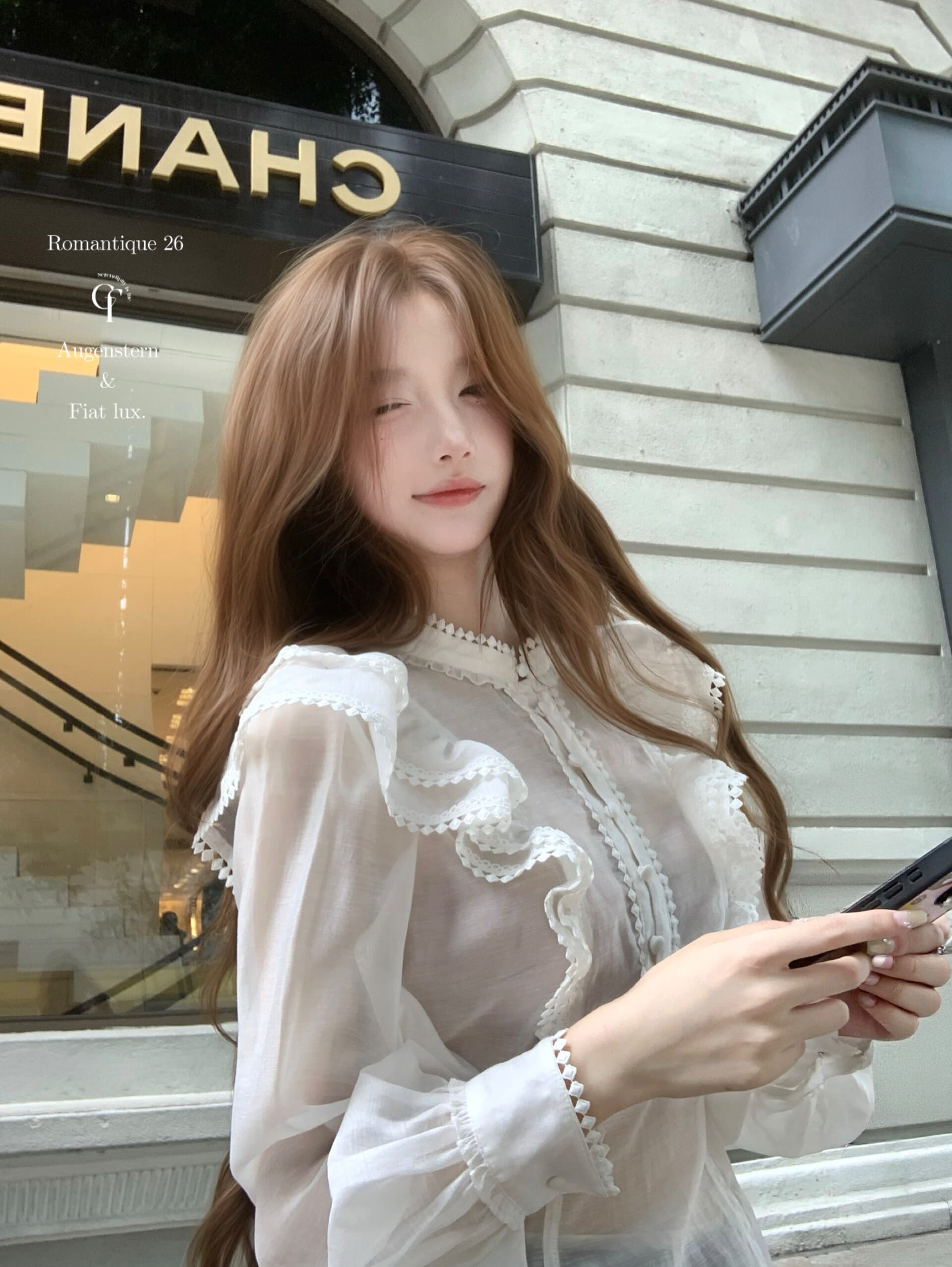 늦게 우산 우산 26ss 공주 클럽 zim 주간 실크 라이 경기 서울 자수 프릴 셔츠 벨벳 반바지 세트 상세 이미지 8