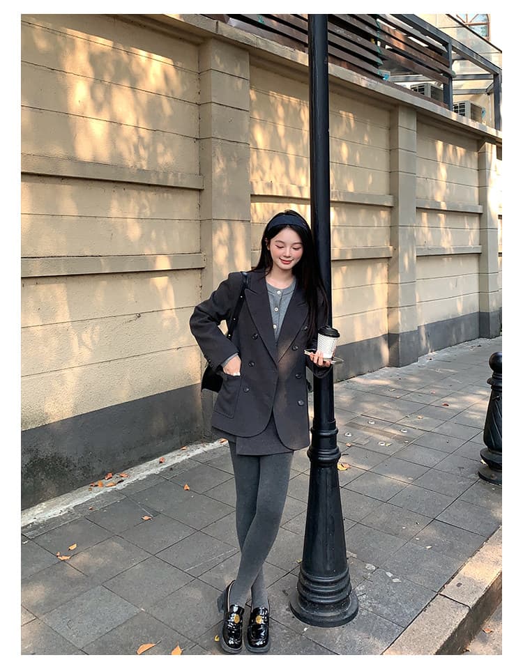 케이크를 잘라 직접 만든 작은 키 새로운 가을 겨울 치마 아이들 모직 외투 드레스 회색 작은 샤넬 스타일 잘 생긴 세트 상세 이미지 26