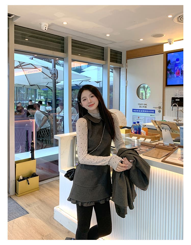 케이크를 잘라 직접 만든 작은 키 새로운 가을 겨울 치마 아이들 모직 외투 드레스 회색 작은 샤넬 스타일 잘 생긴 세트 상세 이미지 39