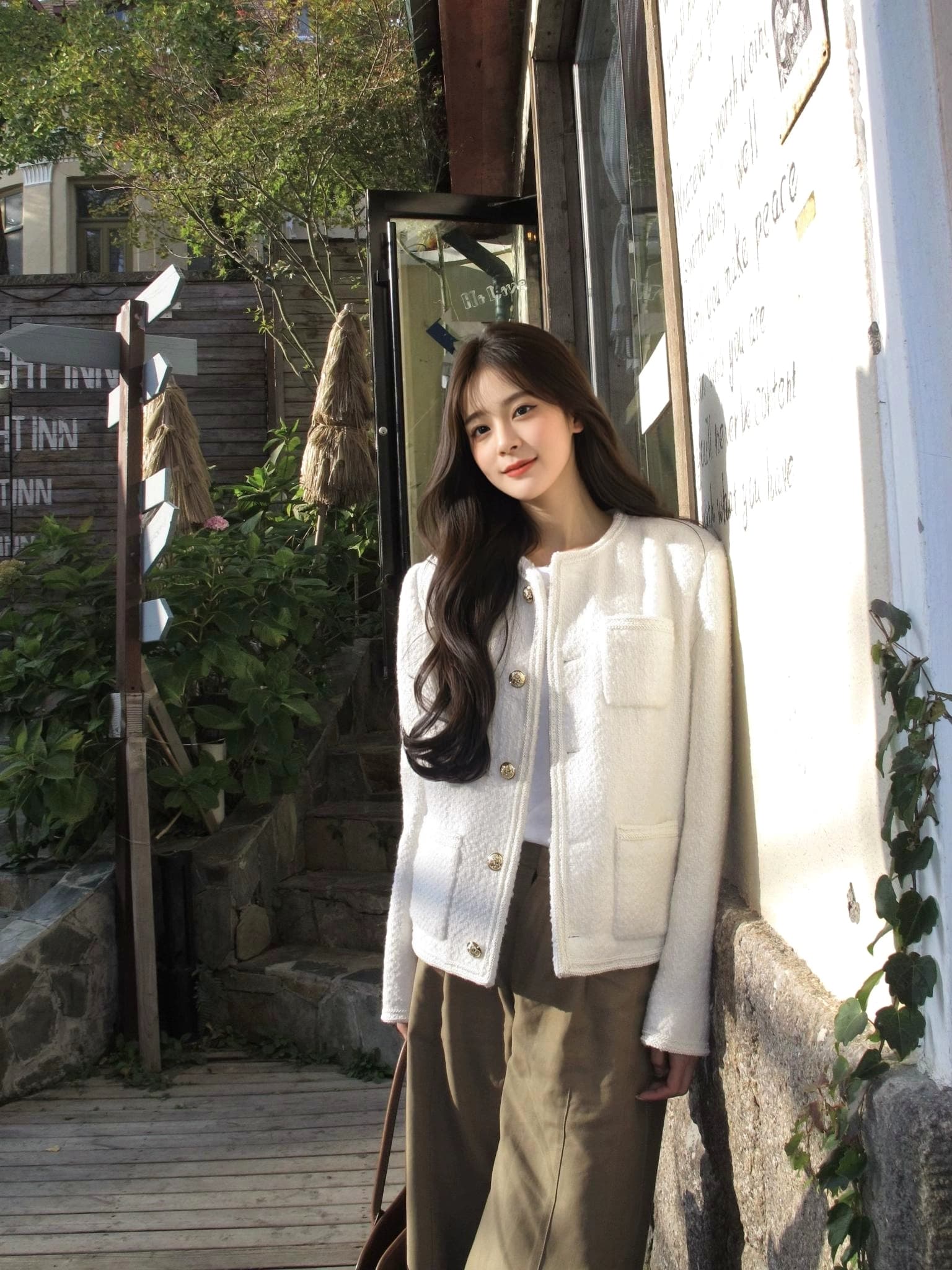 금속 버클 작은 샤넬 스타일 무거운 작업 고급 센스 짜임 트위드 화이트 솜을 넣은 재킷 맨위 여성 가을 겨울철 새로운 상세 이미지 9