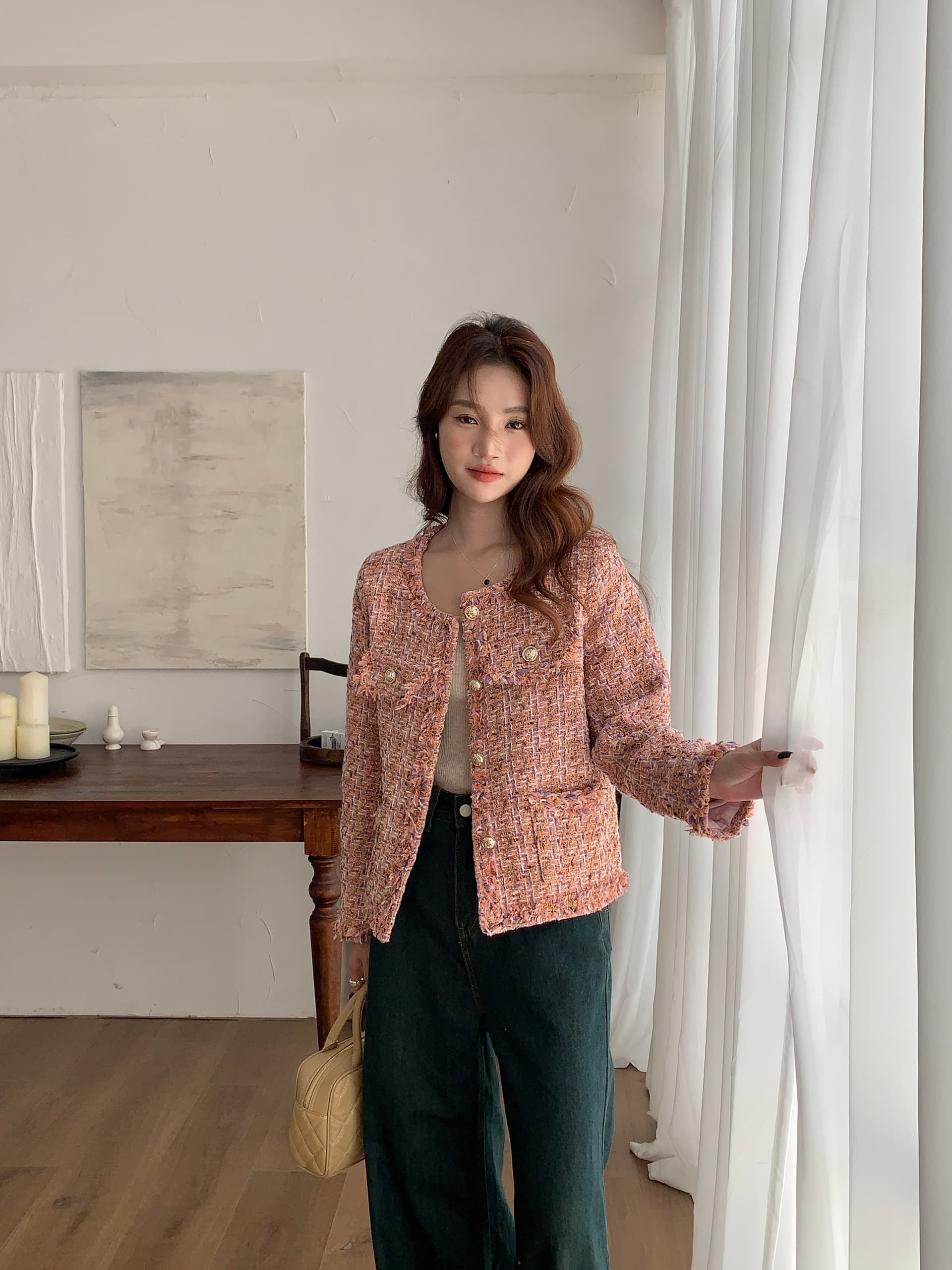 실사 작은 샤넬 스타일 짧은 여성 코트 봄 드레스 2026 작은 대중 고급 센스 품격 빛 요리 한 바람 트위드 맨위 이른 가을 상세 이미지 10