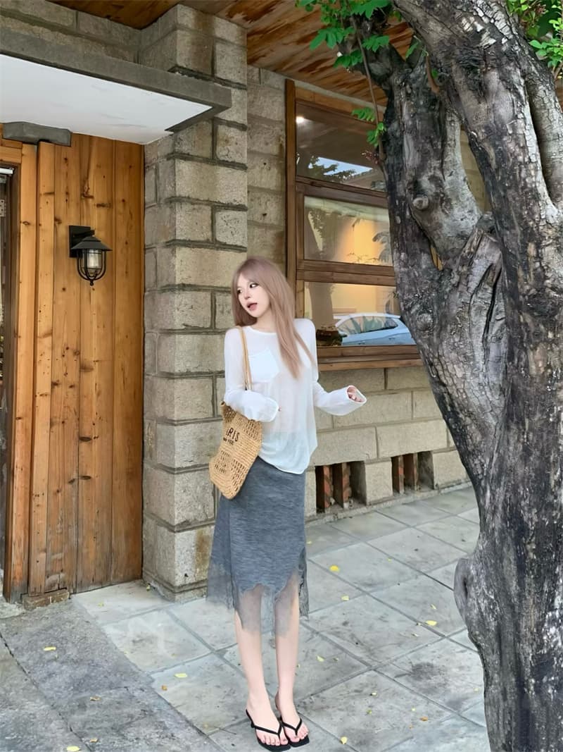 실사 얼음 실크 차가운 센스 자외선 차단 긴팔 티셔츠 가져 가라. 도루 센스 느긋한 바람 루즈핏 블라우스 상세 이미지 1