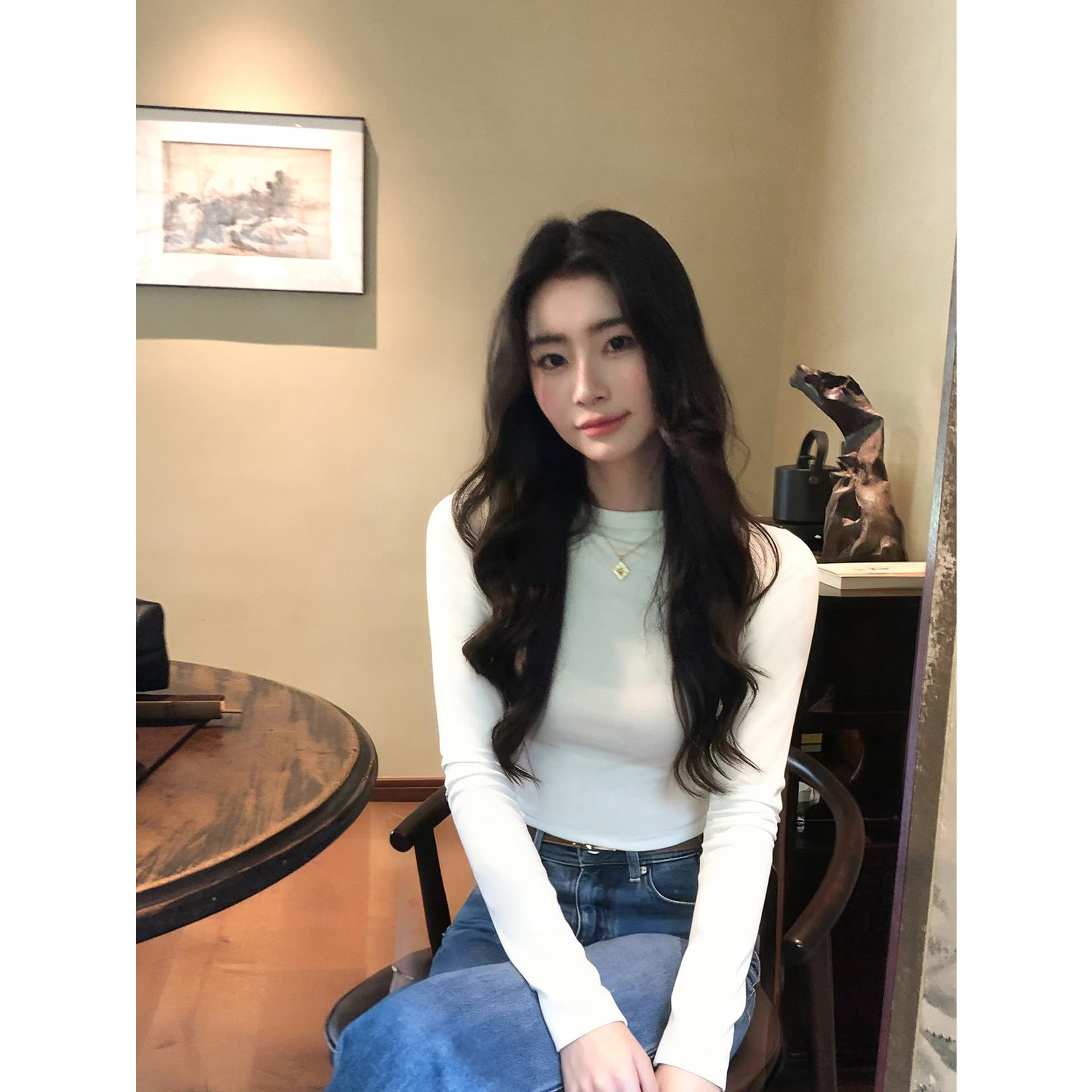 pusumede 디자인 센스 반하이넥 니트 중간 소매 기본 셔츠 여성 몸매 가꾸기 티셔츠 5 점 소매 긍정적 인 어깨 의류 상세 이미지 4