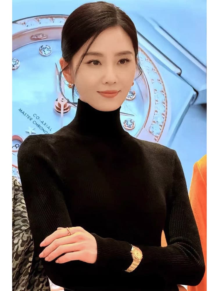 프랑스식 패션 반하이넥 겨울 품격 풀오버 두꺼운 스타일 여성 새로운 고급 센스 긴팔 스웨터 슬림해 보이는 기본 셔츠 상세 이미지 2