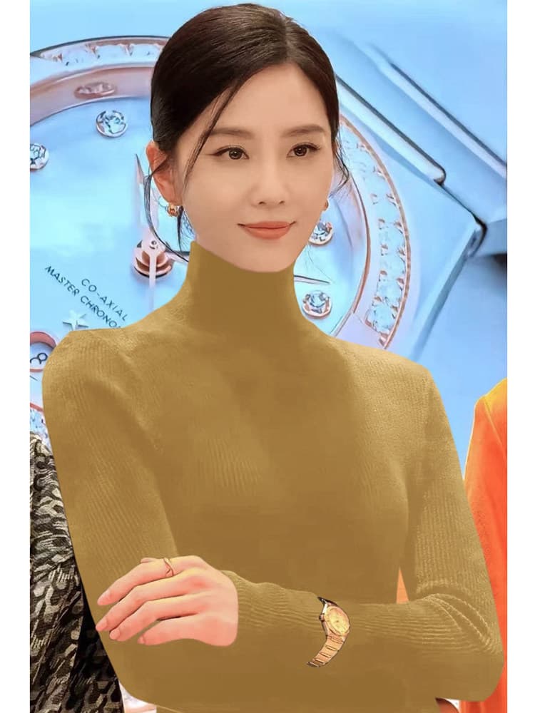 프랑스식 패션 반하이넥 겨울 품격 풀오버 두꺼운 스타일 여성 새로운 고급 센스 긴팔 스웨터 슬림해 보이는 기본 셔츠 상세 이미지 14