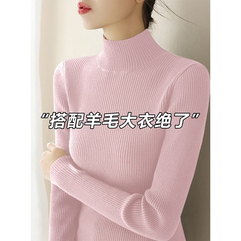 반하이넥 미니멀리즘 캐주얼 외국 가스 만나는 니트 스웨터 코디 양모 코트 2025 새로운 겨울 인사이드 잡아라. 의류 상세 이미지 7