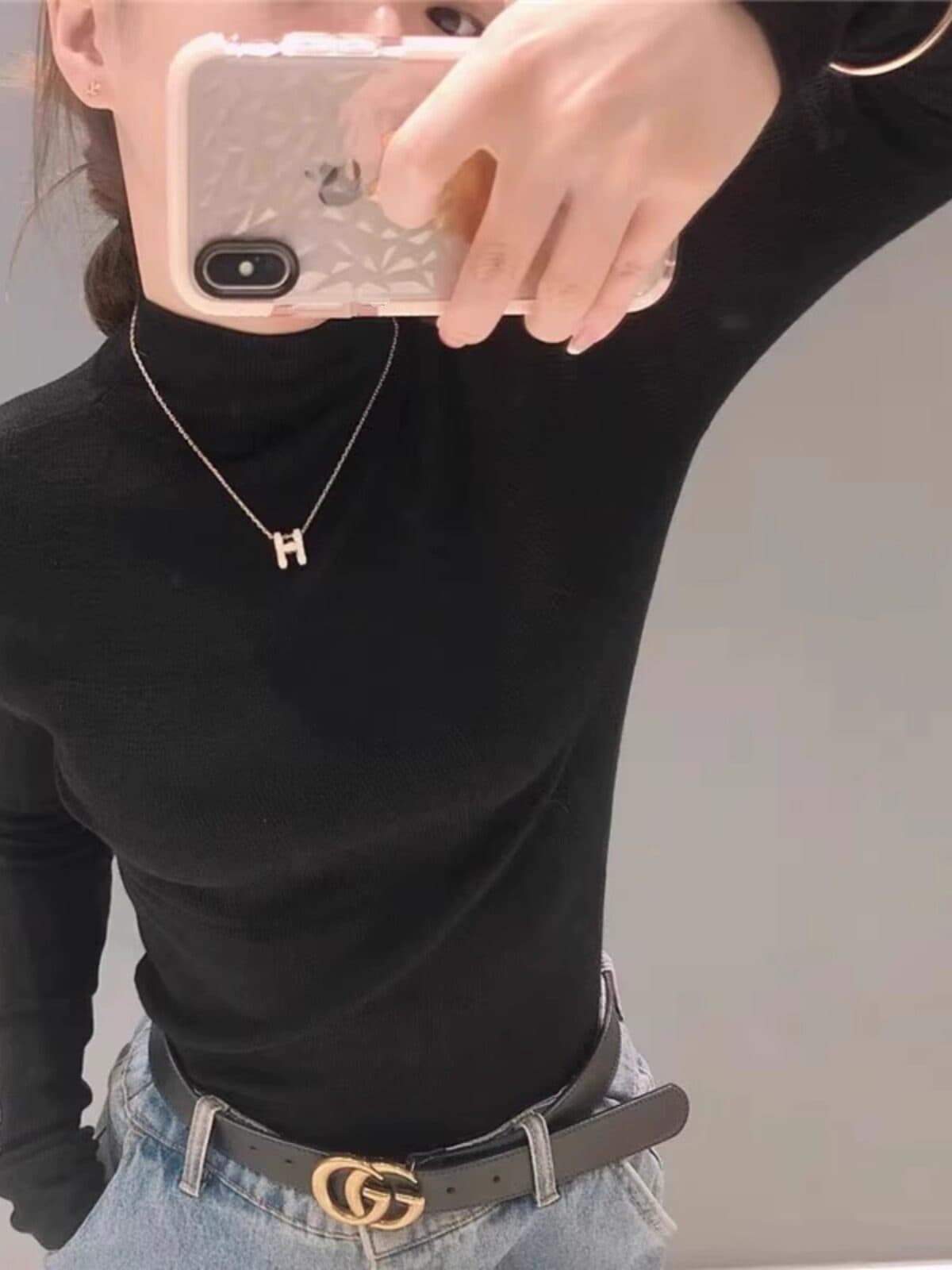 고급 센스 폭발 회색 양모 니트 기본 셔츠 여성 반하이넥 유럽 상품 인사이드 가져 가라. 스웨터 외국 가스 중 칼라 맨위 이미지 2