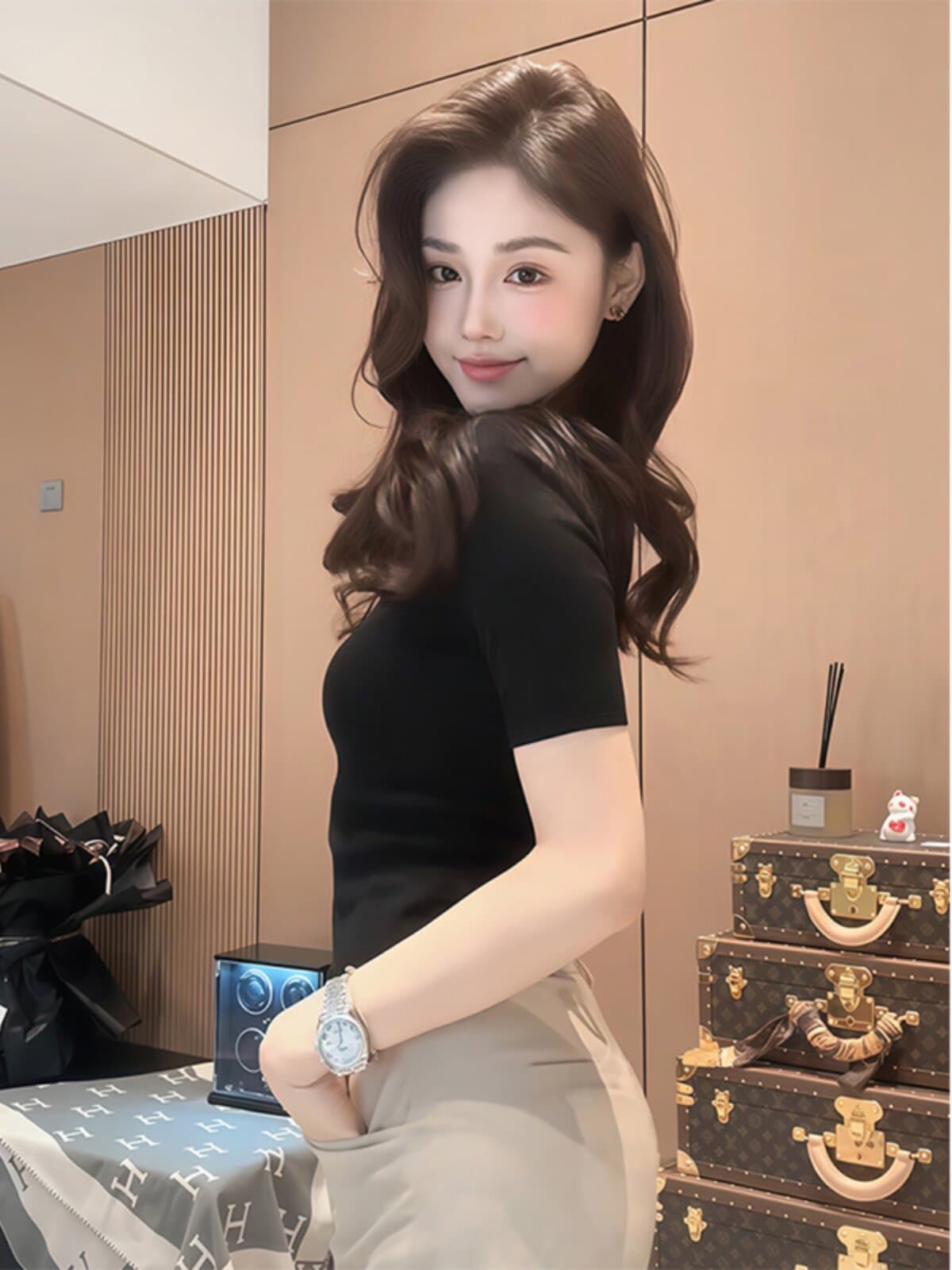 한 부서 반하이넥 검정색 몸매 가꾸기 5 점 소매 기본 셔츠 여성 봄 가을 익스트림 제인 바람 품격 슬림해 보이는 다용도 맨위 이미지 3
