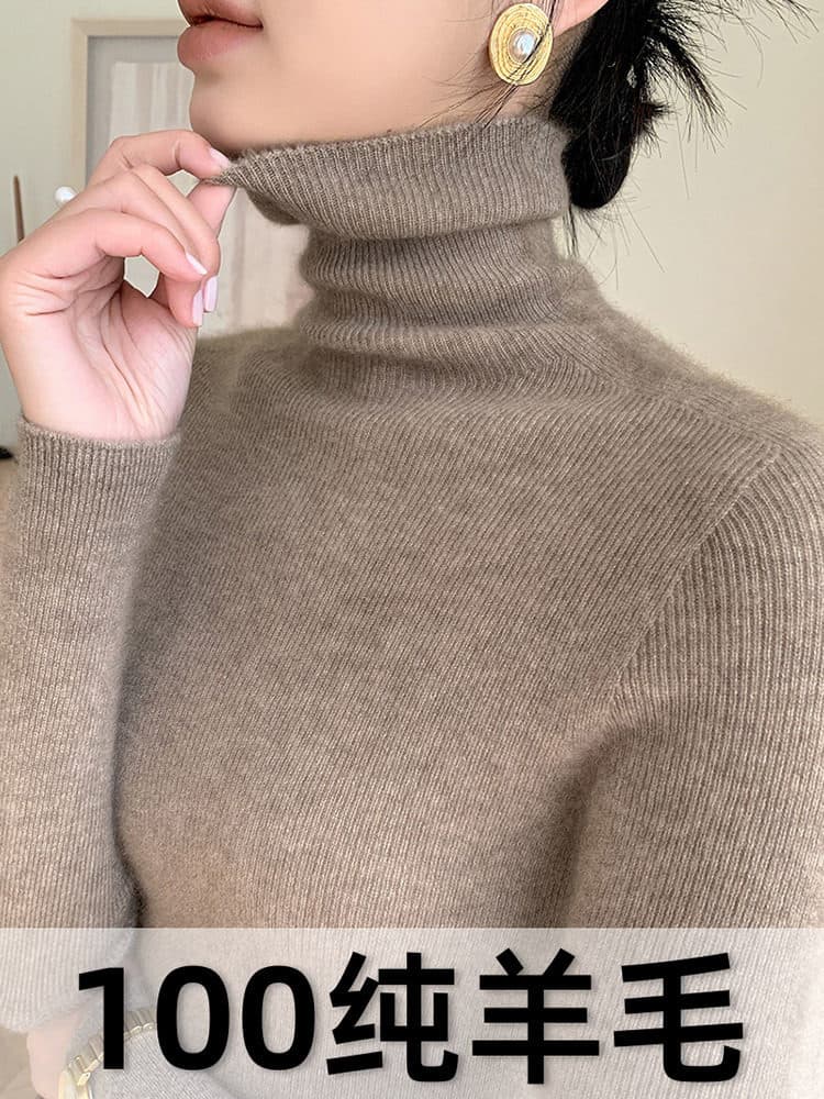 첫 번째 줄 의복 무봉제 순양모 터틀넥 기본 셔츠 여성 인사이드 가져 가라. 가을 겨울 몸매 가꾸기 말뚝 더미 칼라 니트 슬림해 보이는 스웨터