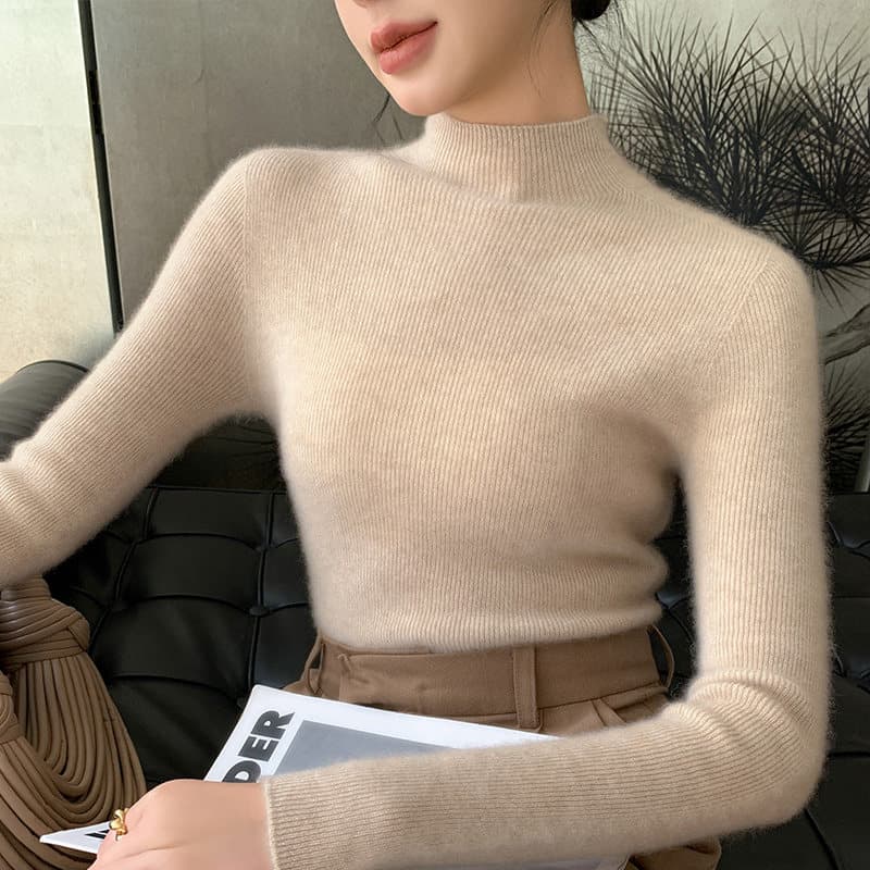 첫 번째 줄 의복 무봉제 순양모 터틀넥 기본 셔츠 여성 인사이드 가져 가라. 가을 겨울 몸매 가꾸기 말뚝 더미 칼라 니트 슬림해 보이는 스웨터 상세 이미지 14