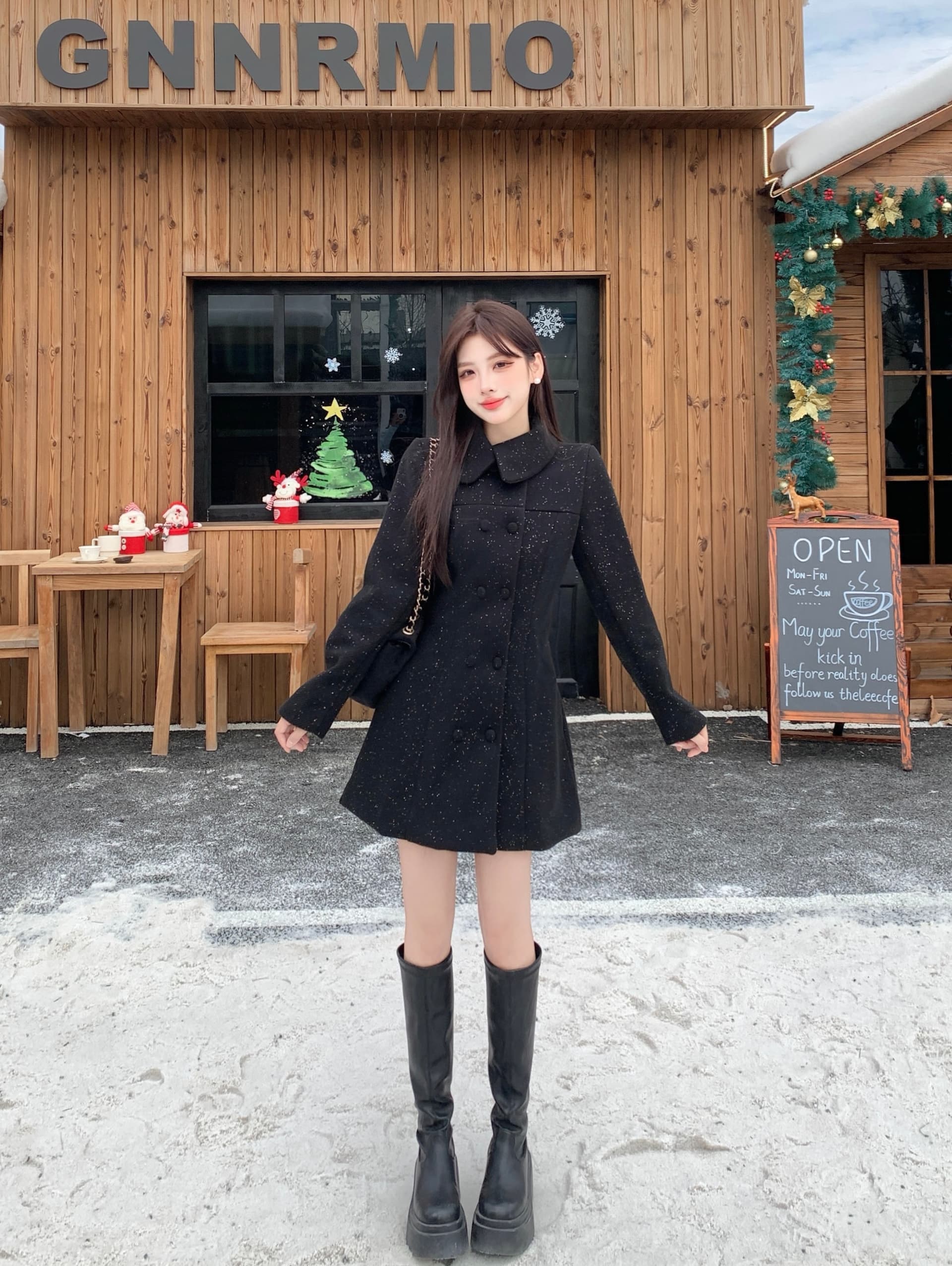 실사 빅 사이즈 지방 mm 한 부서 모직 외투 가을 겨울 허리 수축 슬림해 보이는 레트로 그는 벤 바람이 아닙니다. 규칙 스탠드 칼라 코트 상세 이미지 9