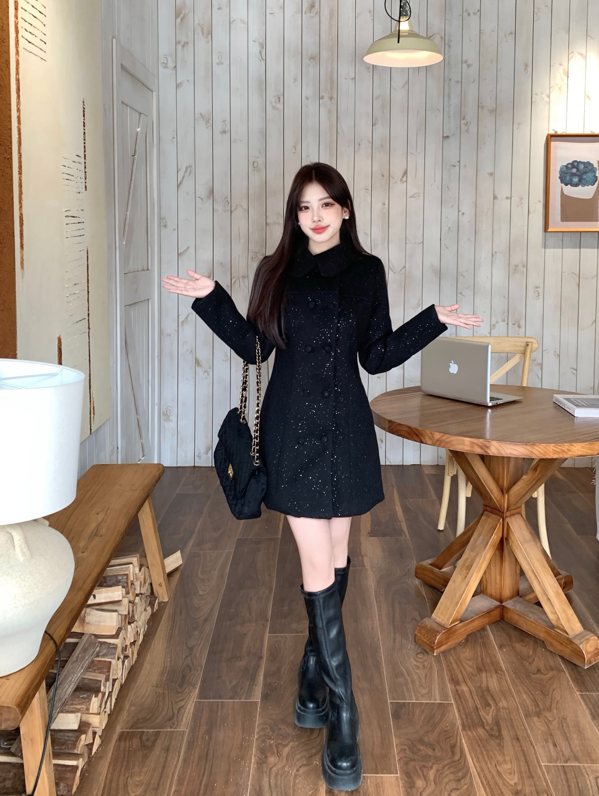 실사 빅 사이즈 지방 mm 한 부서 모직 외투 가을 겨울 허리 수축 슬림해 보이는 레트로 그는 벤 바람이 아닙니다. 규칙 스탠드 칼라 코트 상세 이미지 11