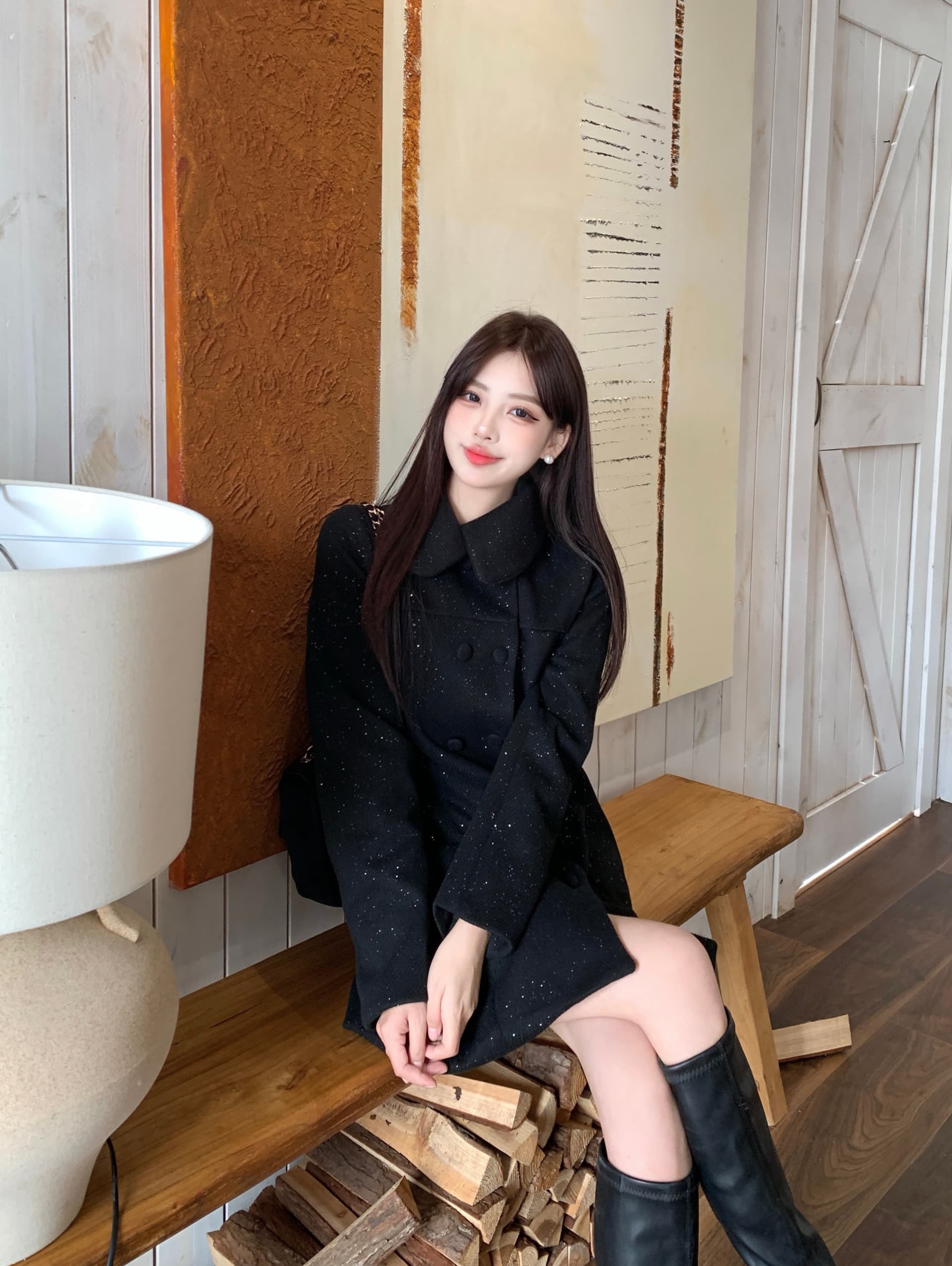 실사 빅 사이즈 지방 mm 한 부서 모직 외투 가을 겨울 허리 수축 슬림해 보이는 레트로 그는 벤 바람이 아닙니다. 규칙 스탠드 칼라 코트 상세 이미지 13