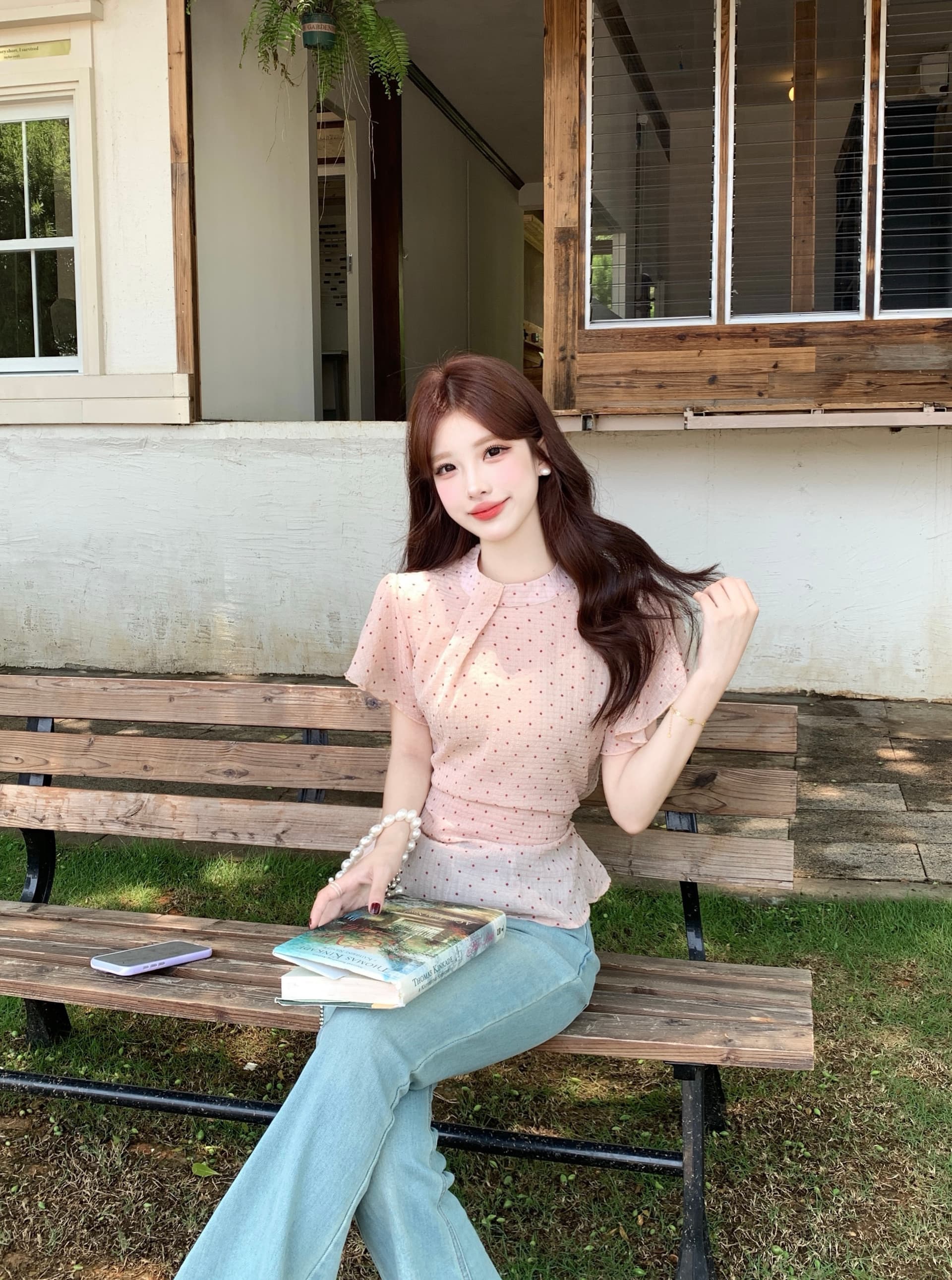 실사 빅 사이즈 여성 의류 지방 mm 달콤함 도트 무늬 반팔 2026 여름 디자인 센스 허리 수축 슬림해 보이는 Chic 셔츠 상세 이미지 11