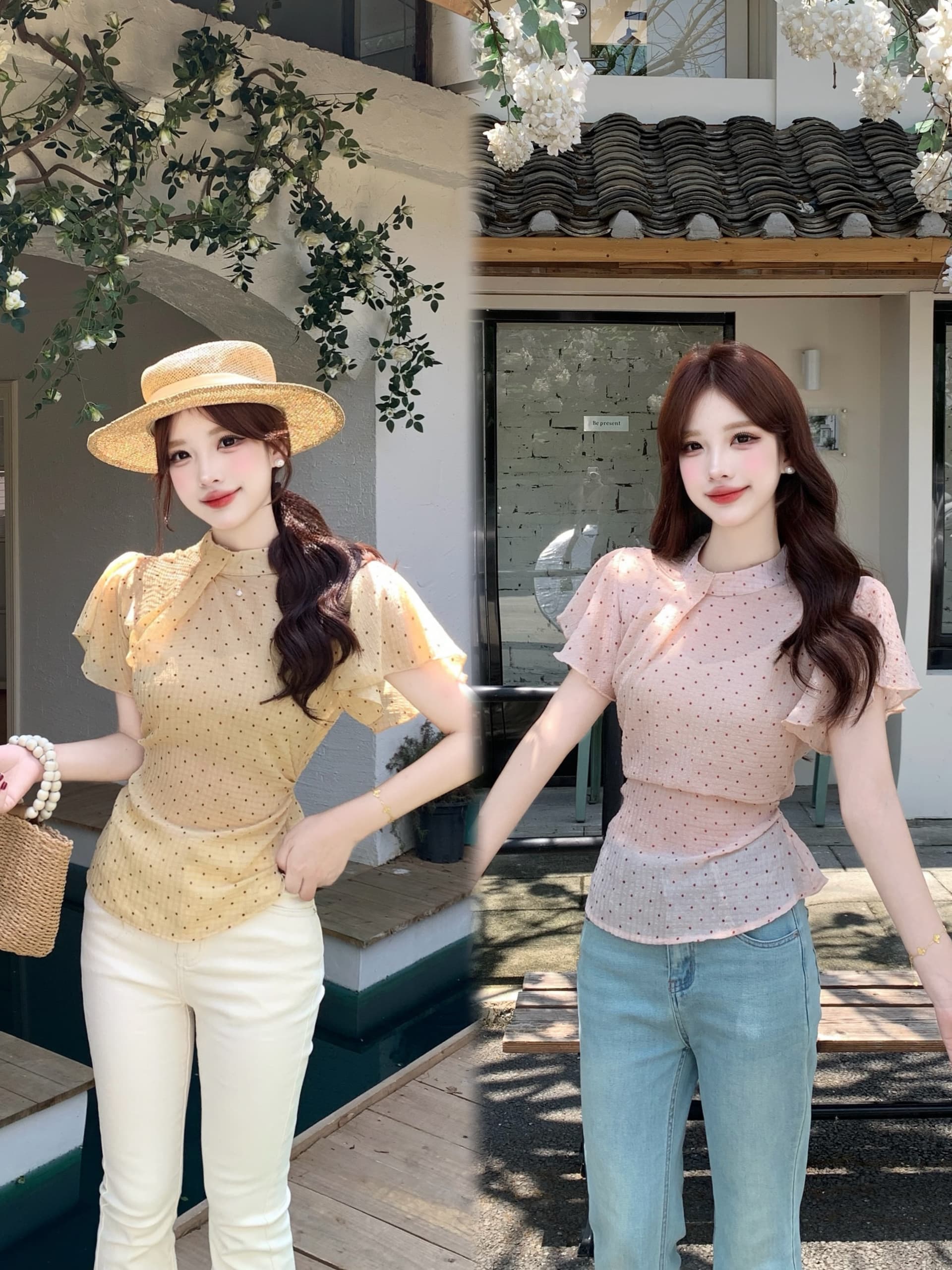 실사 빅 사이즈 여성 의류 지방 mm 달콤함 도트 무늬 반팔 2026 여름 디자인 센스 허리 수축 슬림해 보이는 Chic 셔츠 상세 이미지 16