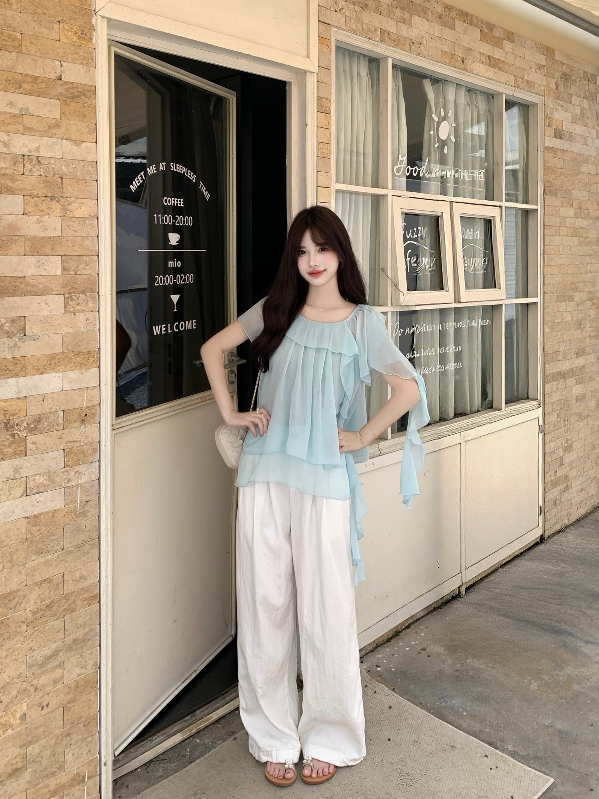 실사 빅 사이즈 여성 의류 지방 mm 리본 대 라운드 넥 여성 셔츠 여름 부드러운 한 첨부 된 의류 루즈핏 반팔 이미지 4
