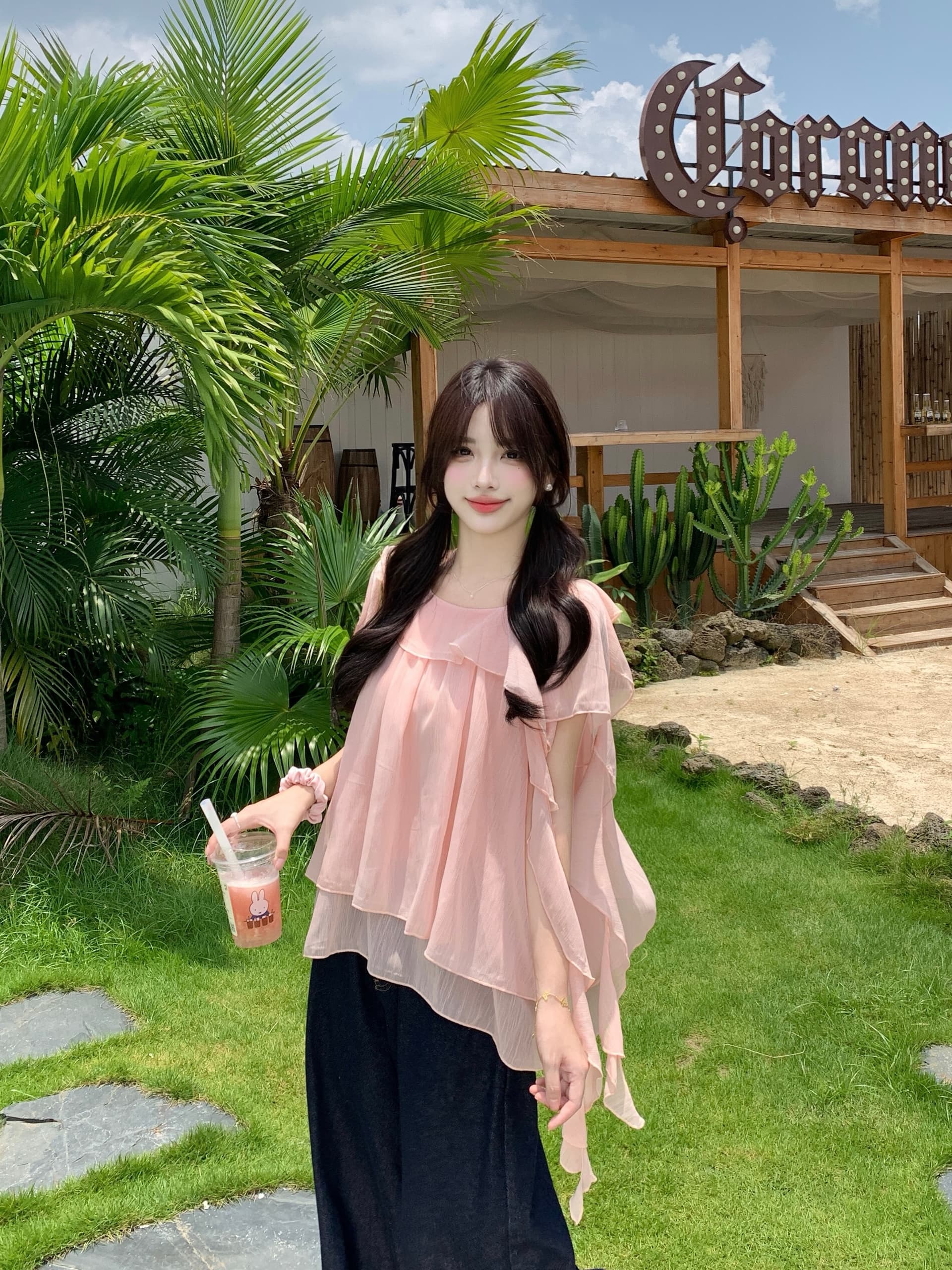 실사 빅 사이즈 여성 의류 지방 mm 리본 대 라운드 넥 여성 셔츠 여름 부드러운 한 첨부 된 의류 루즈핏 반팔 상세 이미지 3