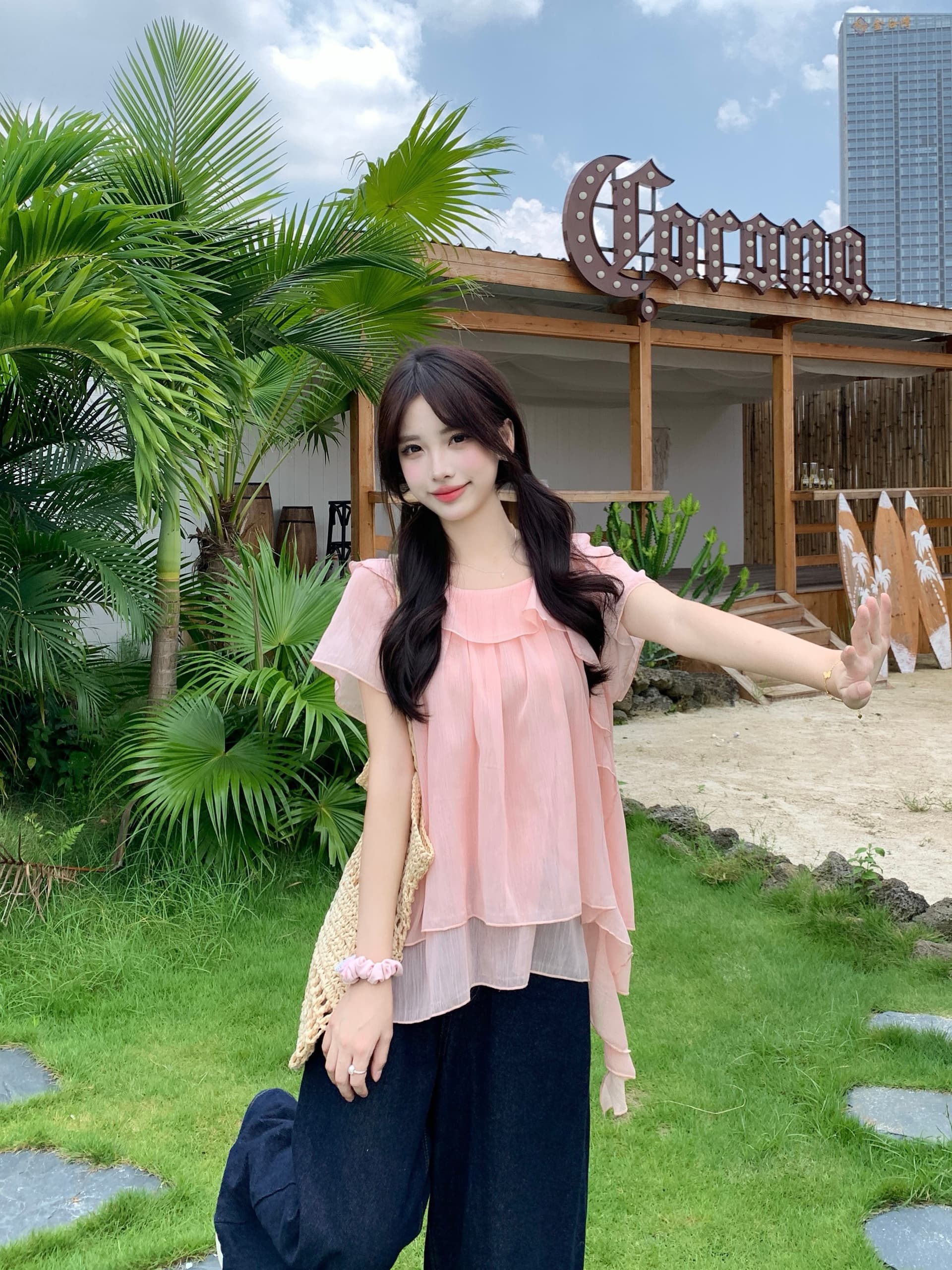 실사 빅 사이즈 여성 의류 지방 mm 리본 대 라운드 넥 여성 셔츠 여름 부드러운 한 첨부 된 의류 루즈핏 반팔 상세 이미지 4
