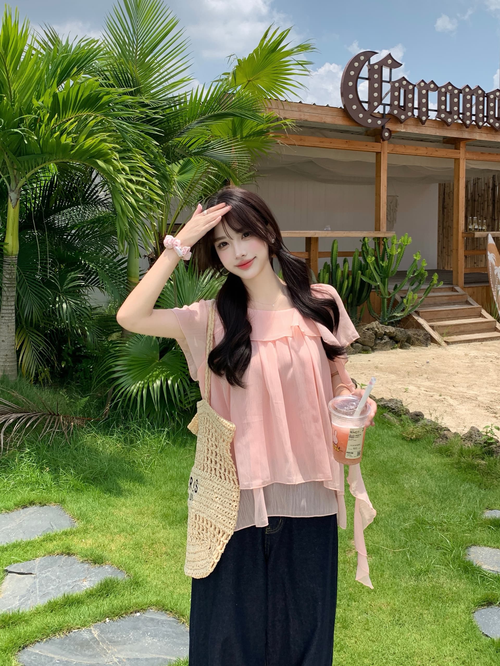 실사 빅 사이즈 여성 의류 지방 mm 리본 대 라운드 넥 여성 셔츠 여름 부드러운 한 첨부 된 의류 루즈핏 반팔 상세 이미지 5