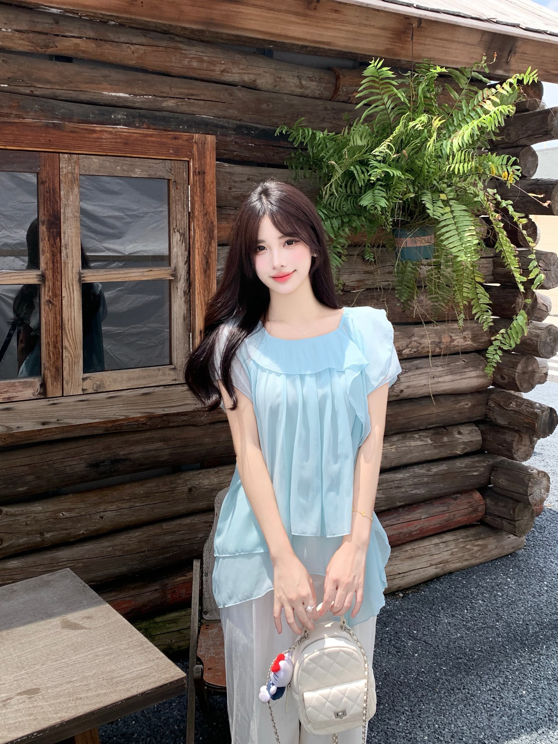 실사 빅 사이즈 여성 의류 지방 mm 리본 대 라운드 넥 여성 셔츠 여름 부드러운 한 첨부 된 의류 루즈핏 반팔 상세 이미지 10