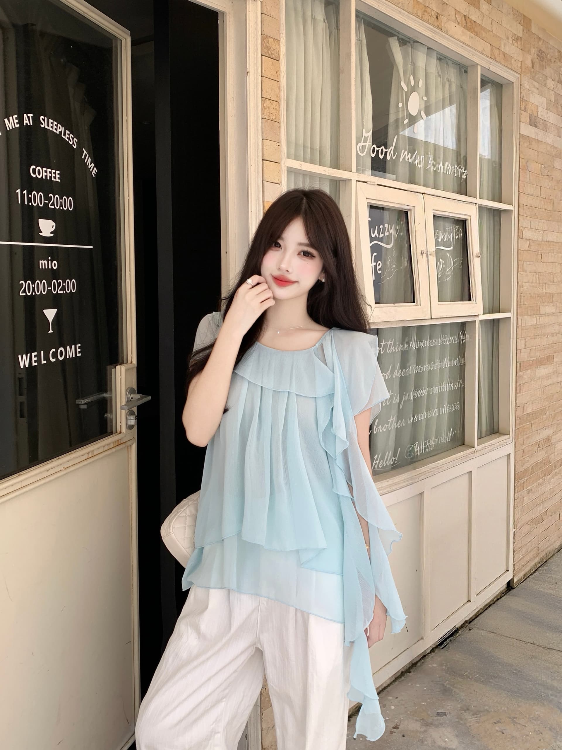 실사 빅 사이즈 여성 의류 지방 mm 리본 대 라운드 넥 여성 셔츠 여름 부드러운 한 첨부 된 의류 루즈핏 반팔 상세 이미지 12