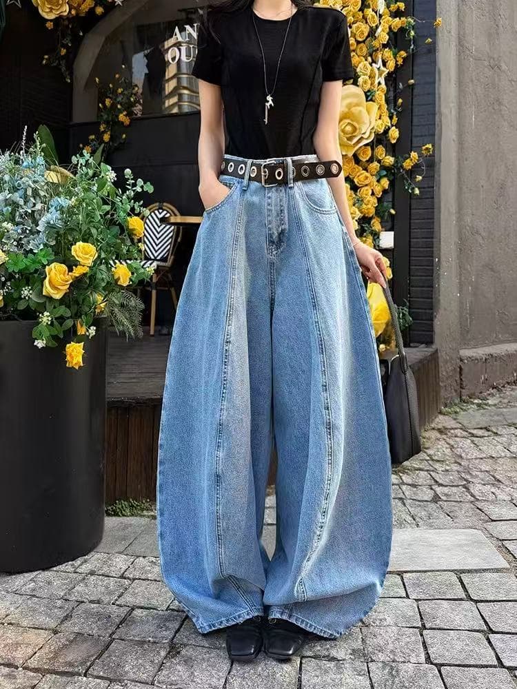 아메리칸 워시 물 모통이 칼 바지 청바지 여성 2026 봄 여름 새로운 높음 거리 루즈핏 다용도 와이드 레그 팬츠 캐주얼 바지 상세 이미지 13