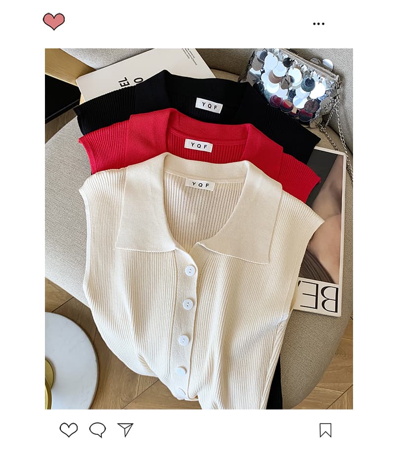 실사 대 물품 2026 여름 새로운 POLO 칼라 민소매 조끼 t 달콤한 핫걸 맨위 얼음 실크 니트 스웨터 여성 상세 이미지 2