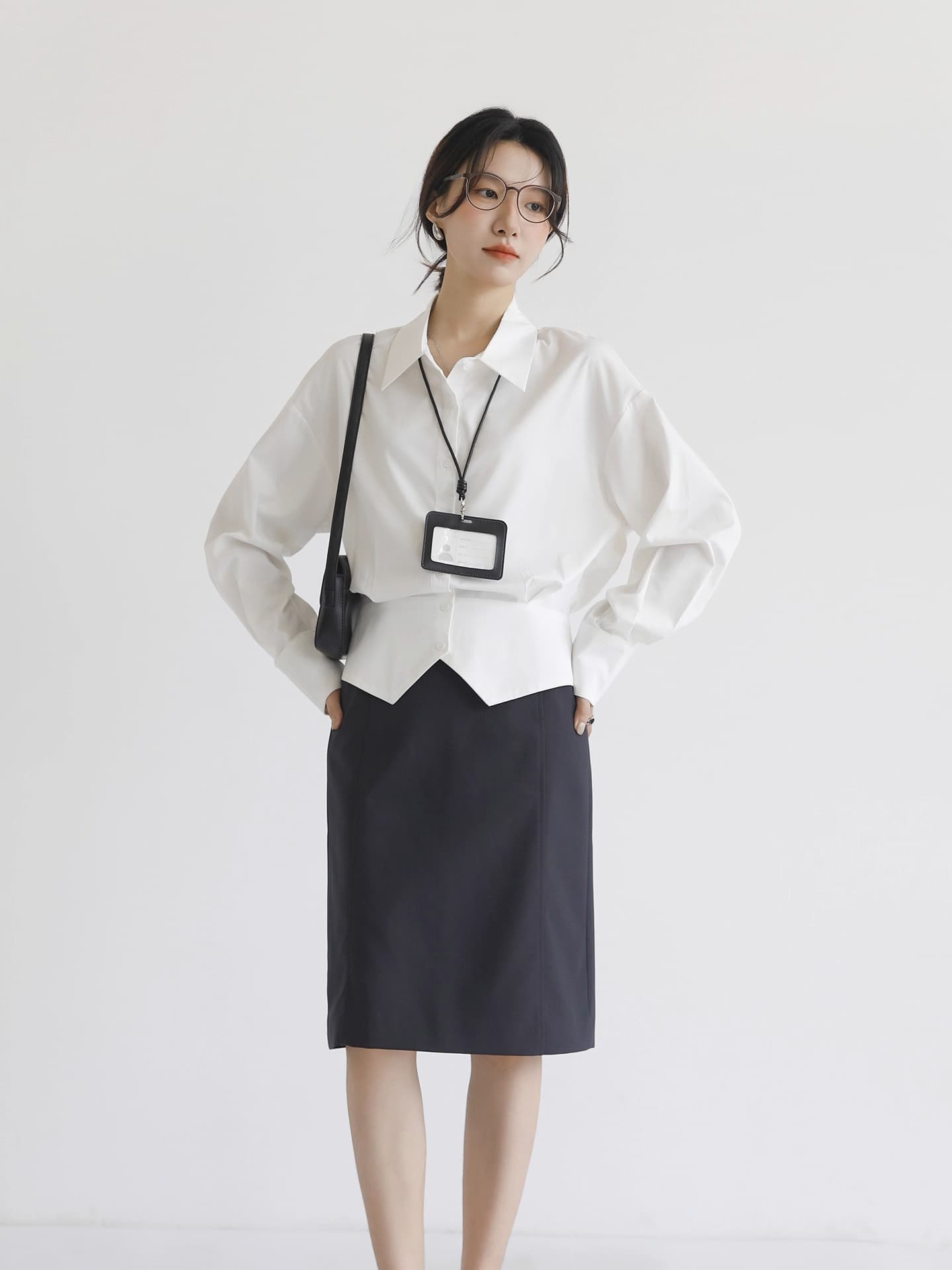루 나무 홈 화이트 허리 수축 여성 셔츠 새로운 경력 출퇴근 착용 가져 가라. 셔츠 트임 디자인 센스 맨위 이미지 4
