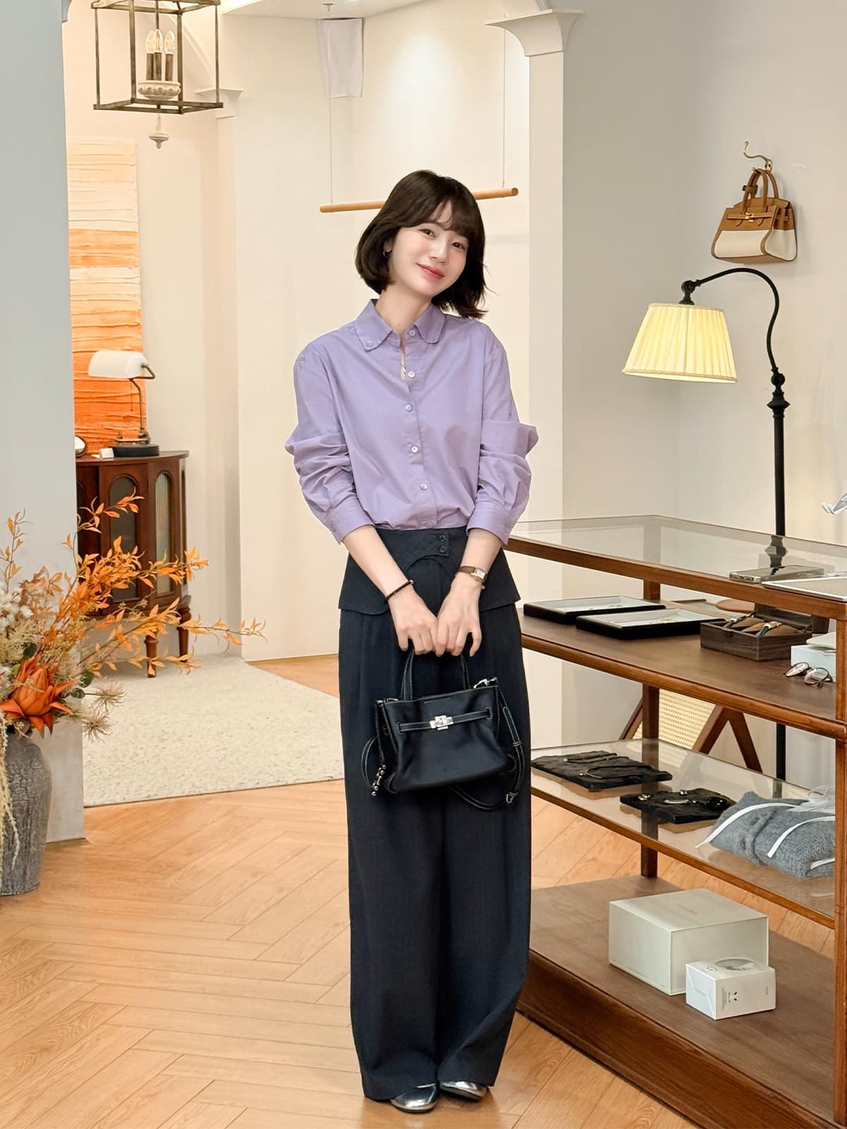 포도 뮤 S 법 홈 한 부서 단색 여성 셔츠 2026 새로운 캐주얼 패션 맨위 이미지 3