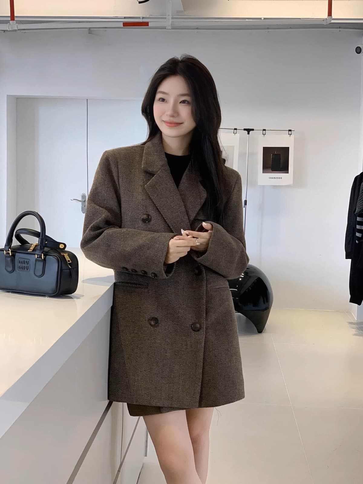품격 고급 센스 넓은 에디션 캐주얼 모직 블레이저 2025 가을 새로운 레트로 야단 바람 커피 색상 정장 상세 이미지 4