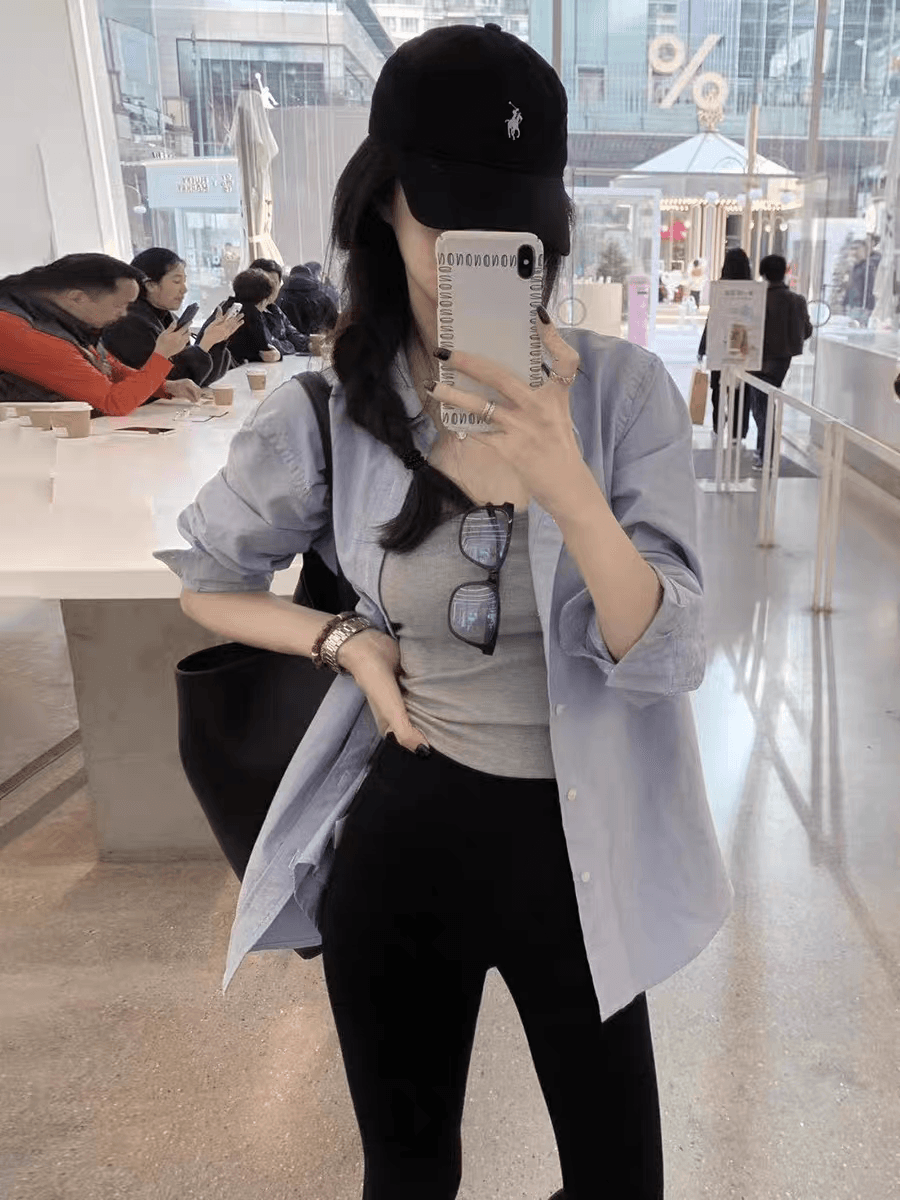 한 부서 느긋한 바람 파란색 긴팔 여성 셔츠 2025 봄 여름 얇은 스타일 자외선 차단 오픈 가디건 셔츠 상세 이미지 2