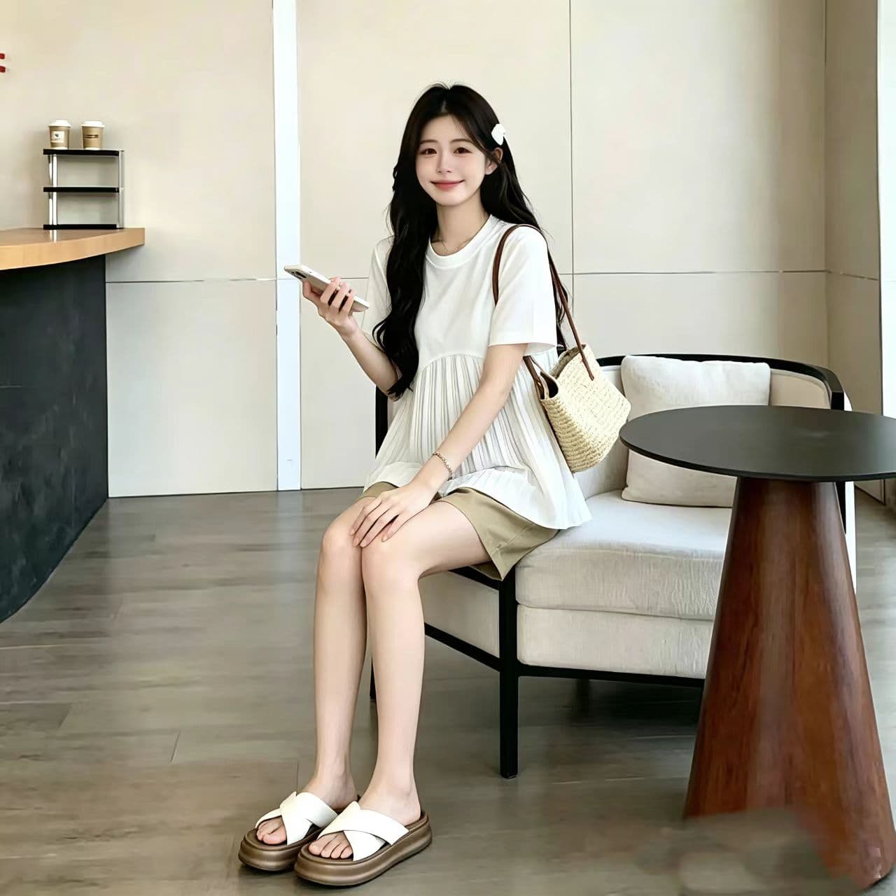 실사 지금 출산 착용 여름 맨위 새로운 한국 스타일 패션 디자인 센스 다용도 루즈핏 반팔 인형 셔츠 티셔츠 상세 이미지 9