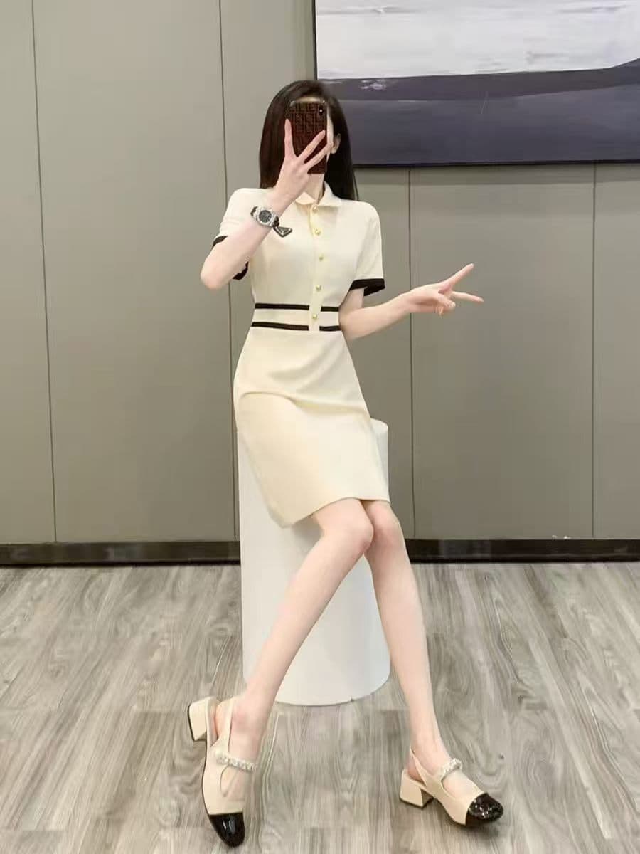 프랑스식 작은 샤넬 스타일 여성 드레스 여름 새로운 품격 디자인 센스 부드러운 바람 작은 키 슬림해 보이는 치마 허리 수축 상세 이미지 8