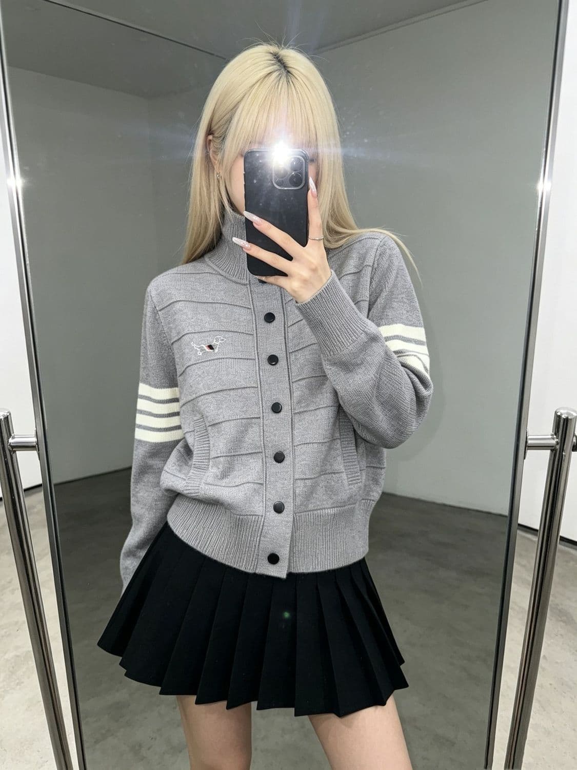 26 가을 겨울 새로운 강아지 자수 니트 라운드 넥 오픈 가디건 스웨터 여자 고급 센스 품격 부드러운 루즈핏 맨위 트렌디 상세 이미지 5