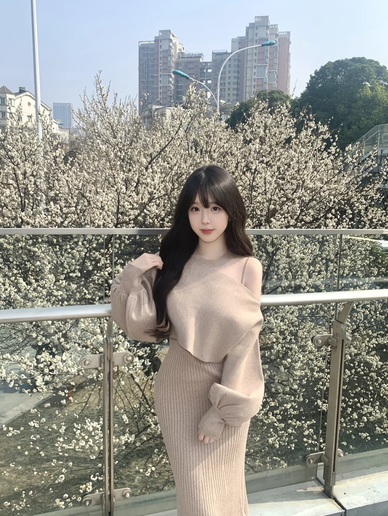 달콤한 수선화 긴자 muse 치마 일본식 레이스업 블라우스 민소매 조끼 니트 드레스 투피스 세트 상세 이미지 5