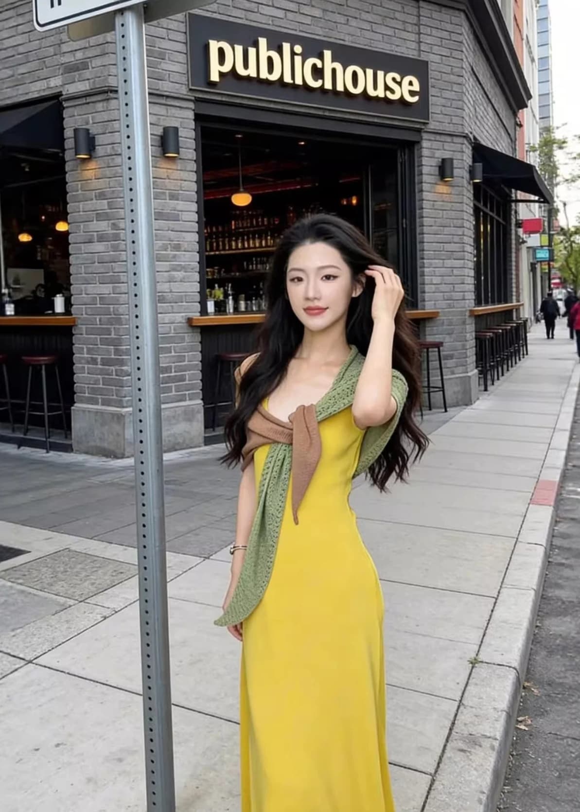 황색 니트 만나는 인사이드 가져 가라. 슬립 여성 드레스 봄 민소매 u 칼라 캐주얼 허리 수축 롱 스커트 이미지 3