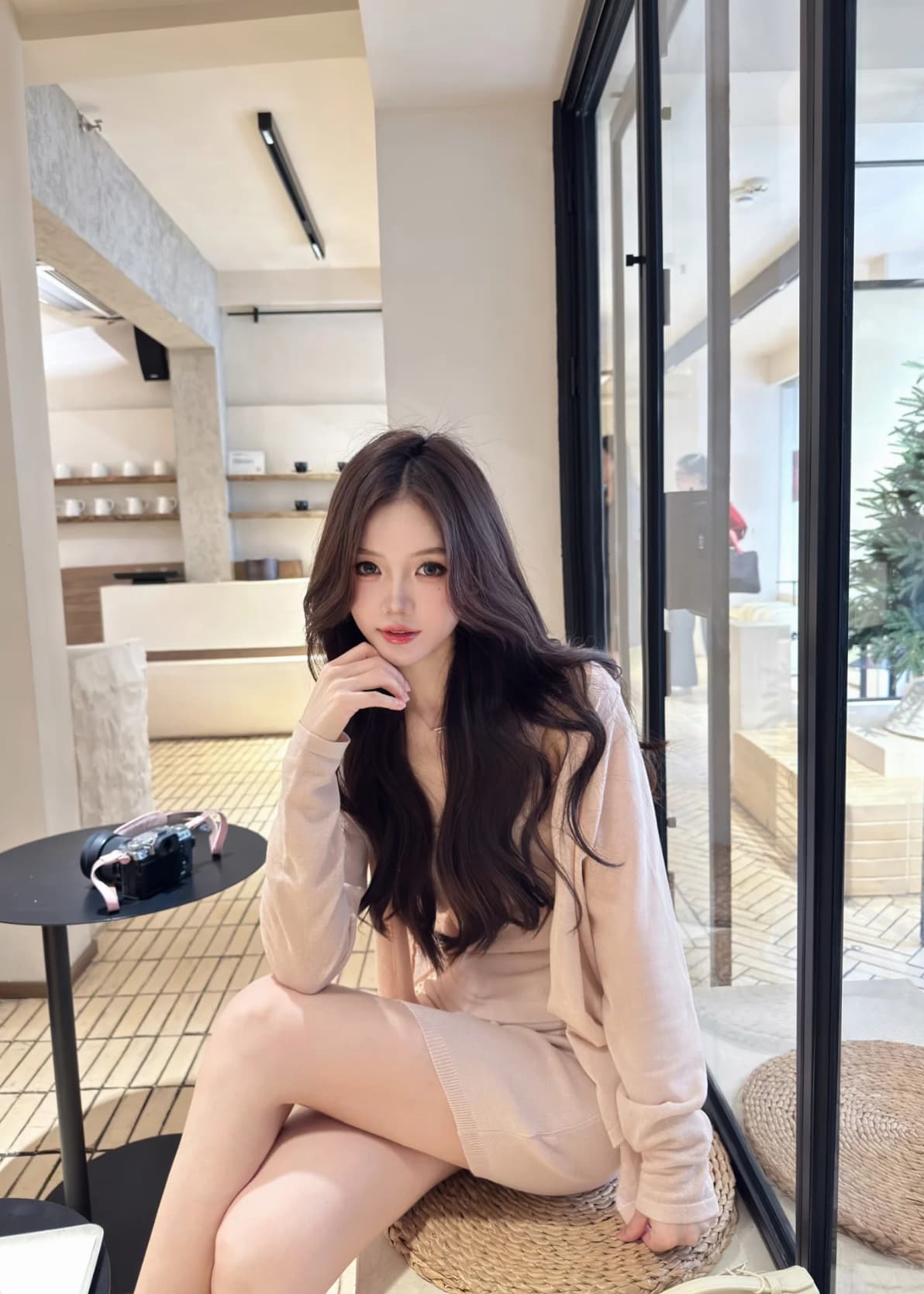 아마 주간 실크 핑크색 3종 세트 2026 새로운 여름 오픈 가디건 캐미솔 반신 스커트 자외선 차단 차가운 센스 세트 상세 이미지 2